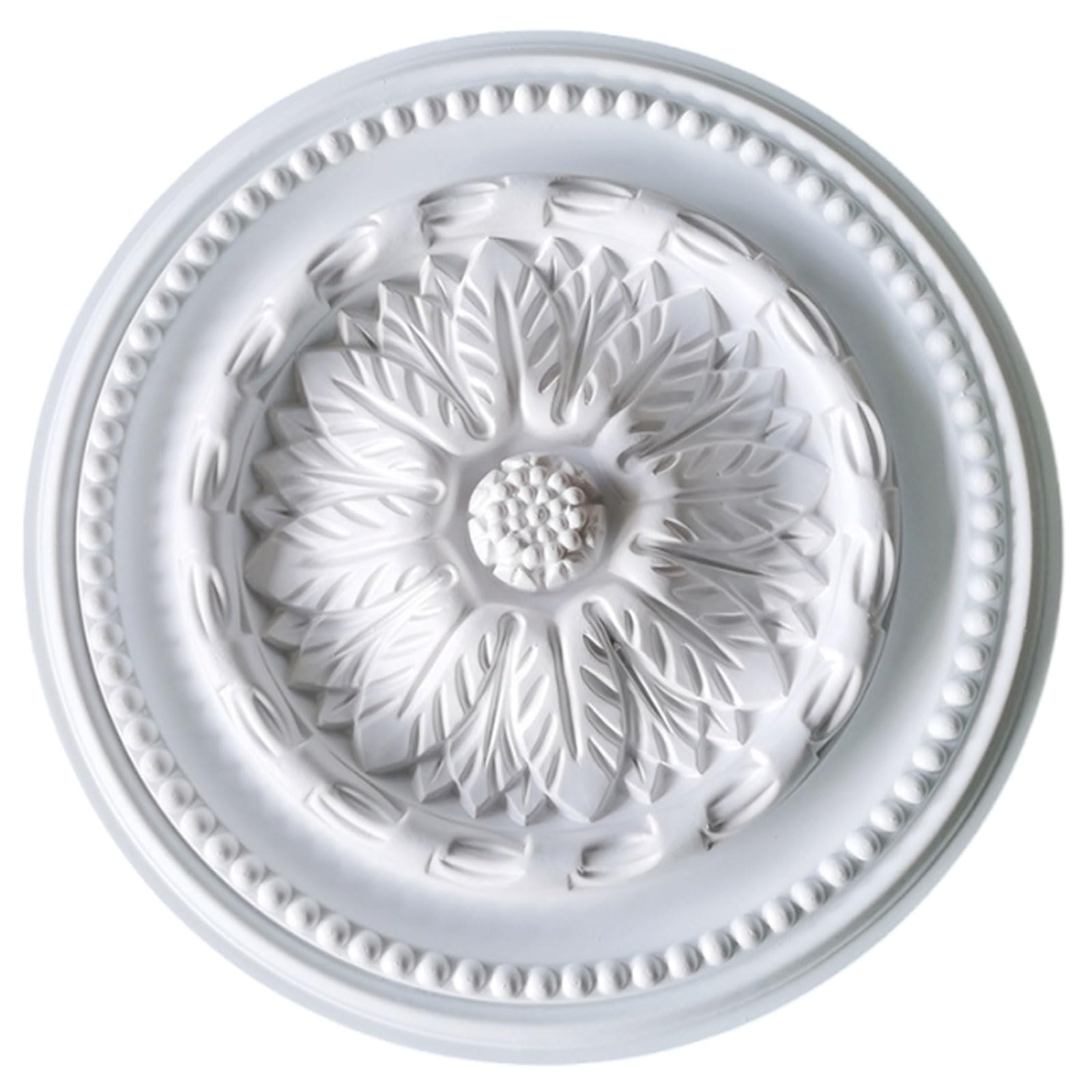 Foelanne White J Round Pu Ceiling Medallion White Lightweight No Drilling 24-60Cm(,40Cm)