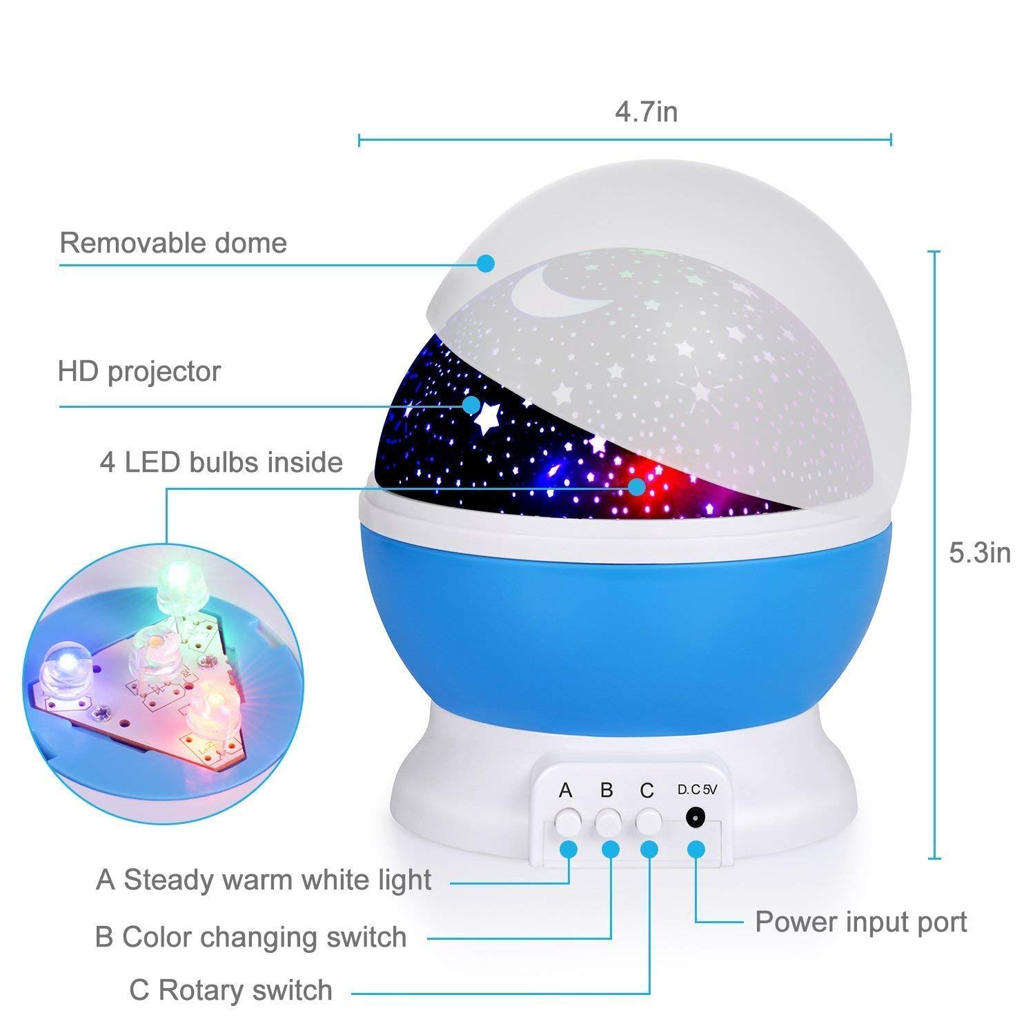 Projetor Estrelas DEEHIX - Luz Noturna Céu Estrelado Quarto Crianças Rosa