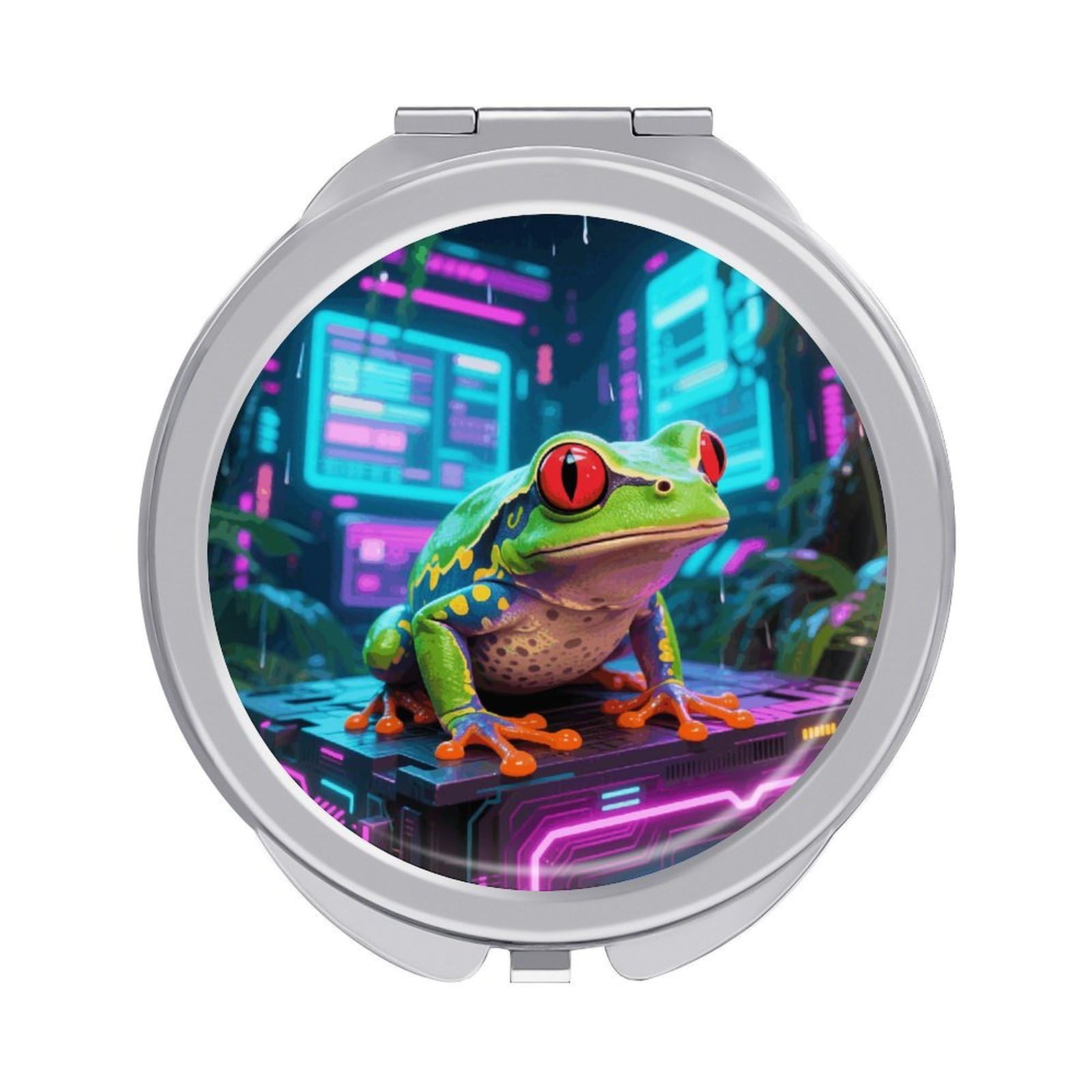 VstaDank Frog Travel Makeup Mirror Fashion Folding Handheld Pocket Mirrors Portable Cute Mini Mirrors Round Compact Mirror for Purse Handbag& Gift Home Outdoor Use