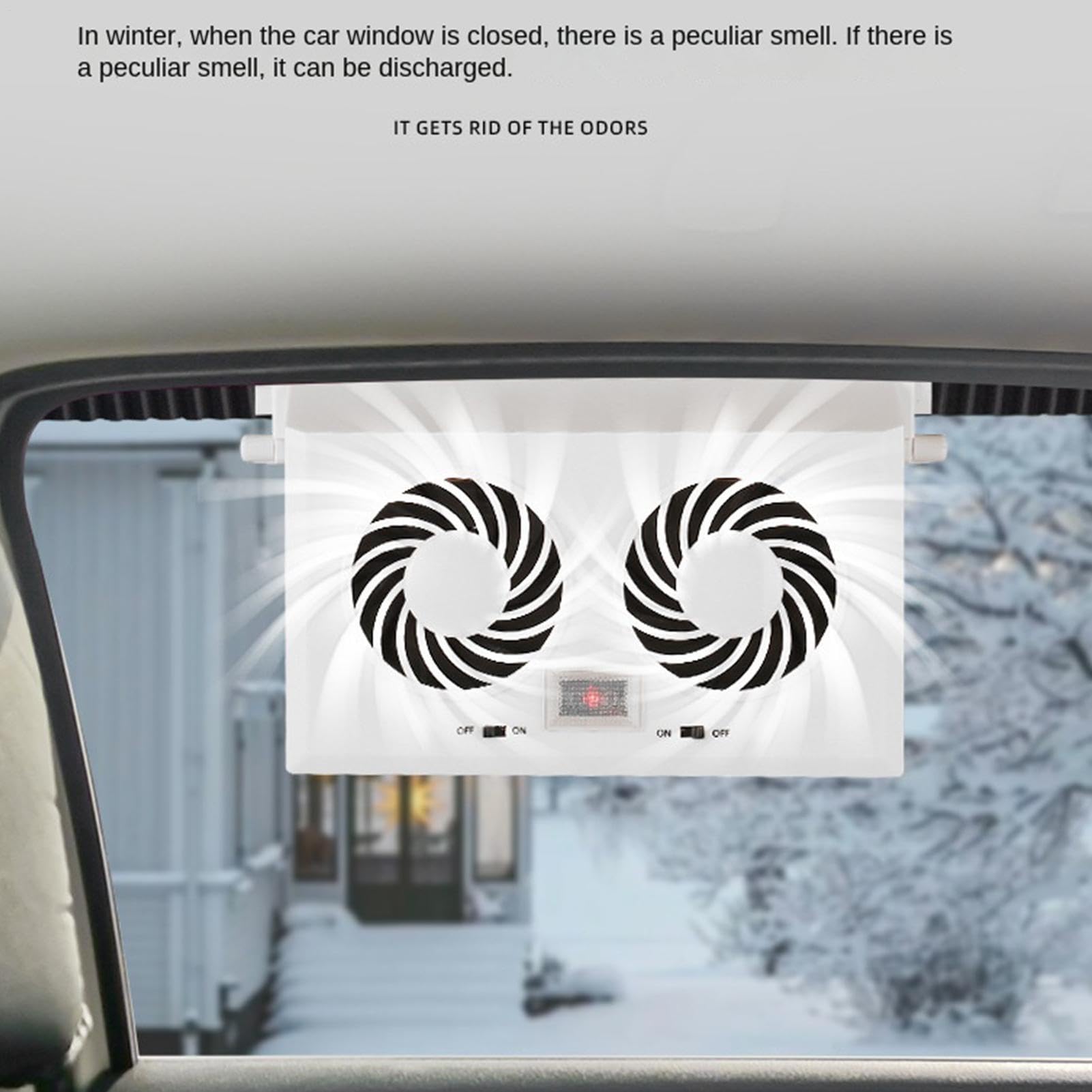 Ventola per finestrino auto – Raffreddamento ad energia solare da 8,07x5,12 pollici, ventilazione a doppia testa, ventole amplificate accessorie di facile installazione | Amplificatore di cir