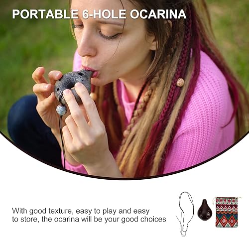 Miniatura 9 de ERINGOGO Instrumento de Ocarina de cerámica Ocarina de 6 agujeros, flauta americana Alto C, instrumento de música de sonido Ocarina, regalo para