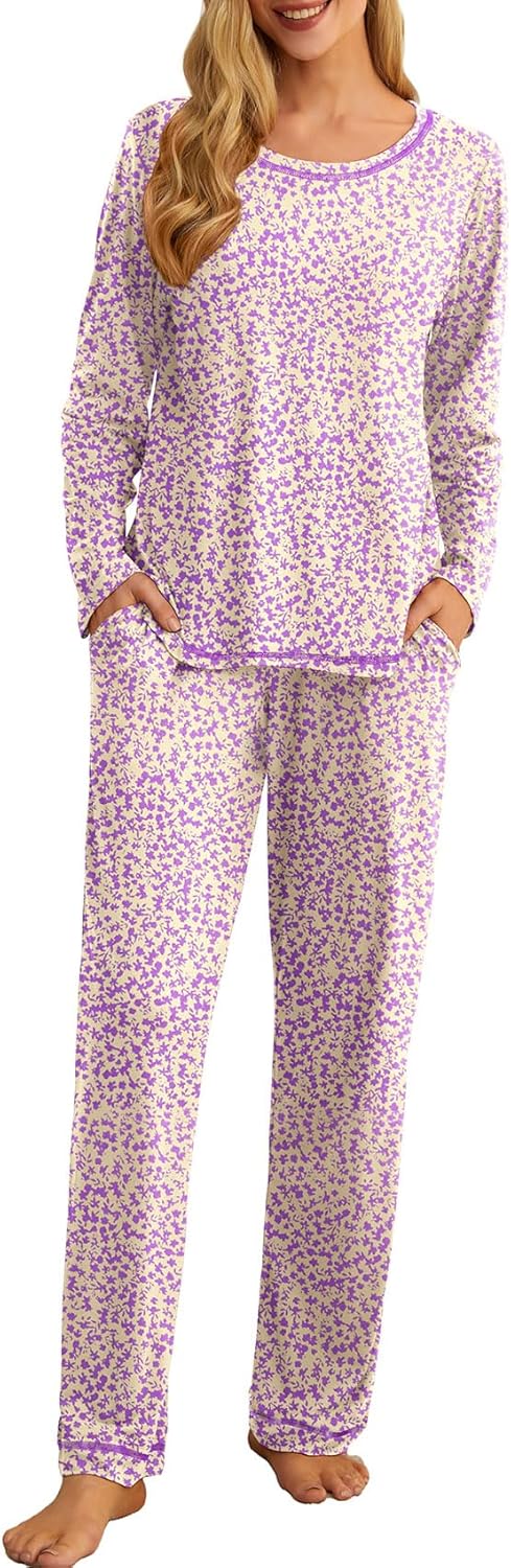 PrinStory Women's Pajama Set 2025 Lounge Sets Long Sleeve Sleepwear Soft 2 Piece Pjs with Pockets - Image 2