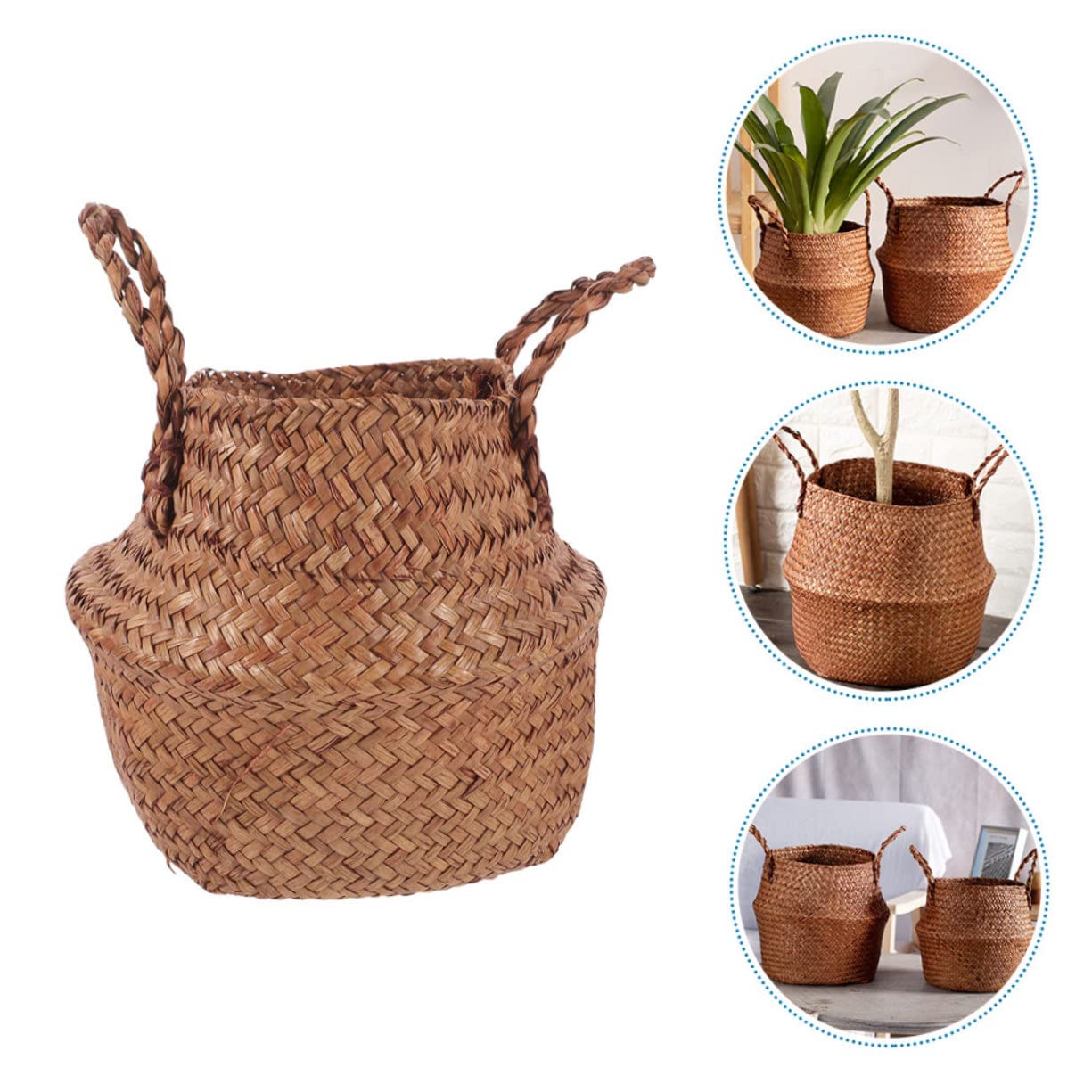 Panier de rangement tressé 30x45cm Naturel et Noir pas cher