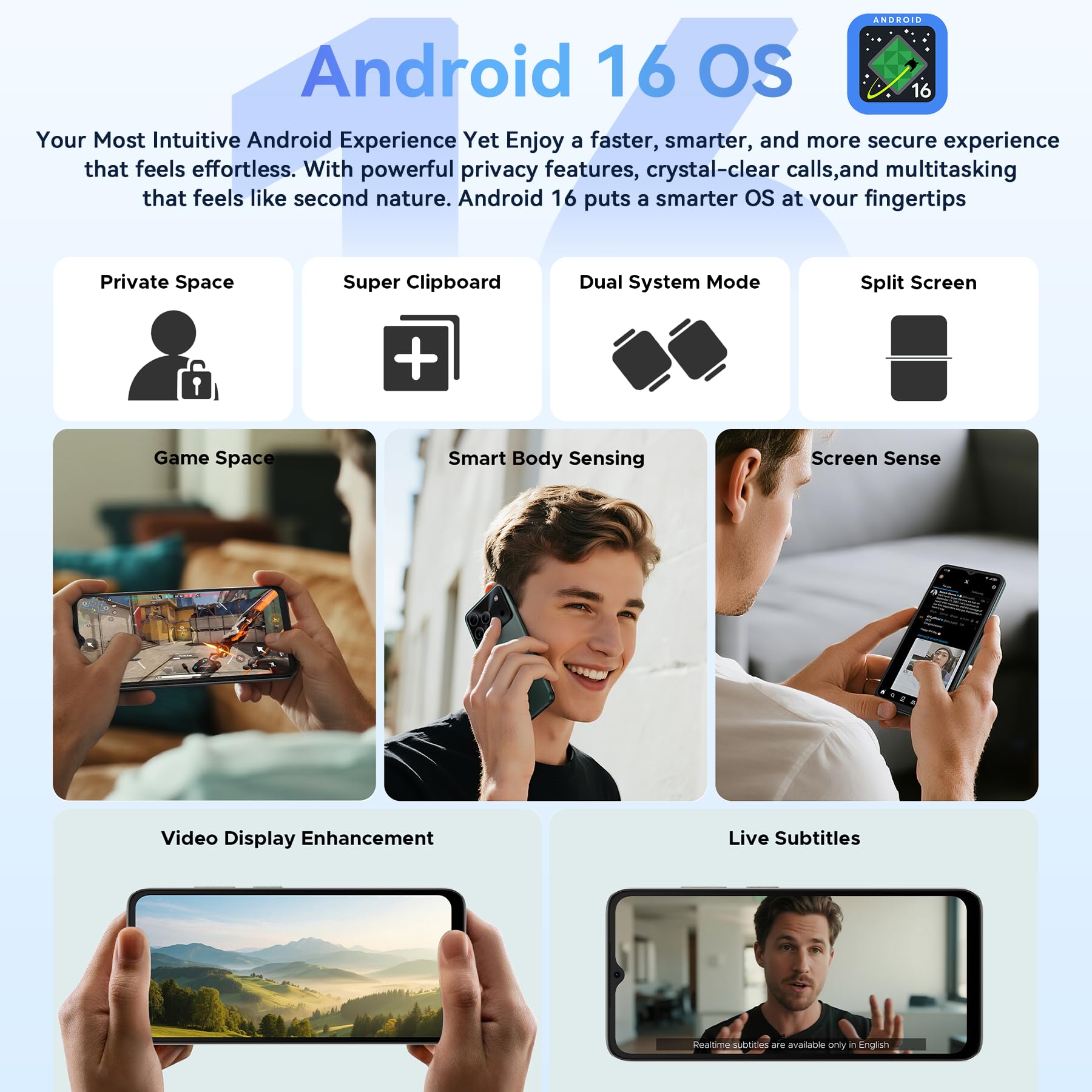 DOOGEE Note 56 Pro Téléphone Portable Andriod 16,32GO+128GO/TF 2TO Smartphone Pas Cher,6.56" HD+ IPS 90Hz Écran,6150mAh Octa Core Telephone,13MP+8MP,Dual SIM/NFC/GPS/OTG/Face ID/Prise Casque 3.5mm
