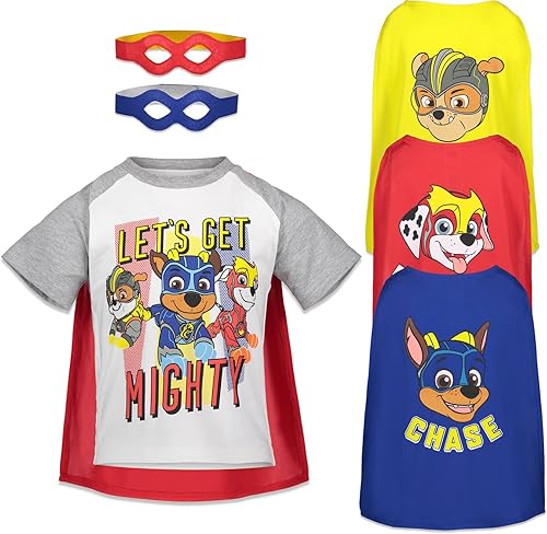 Nickelodeon Paw Patrol Chase Marshall Rubble Big Boys - Conjunto de camiseta gráfica, capas y máscaras, 6 piezas disponible en Yaxa Costa Rica