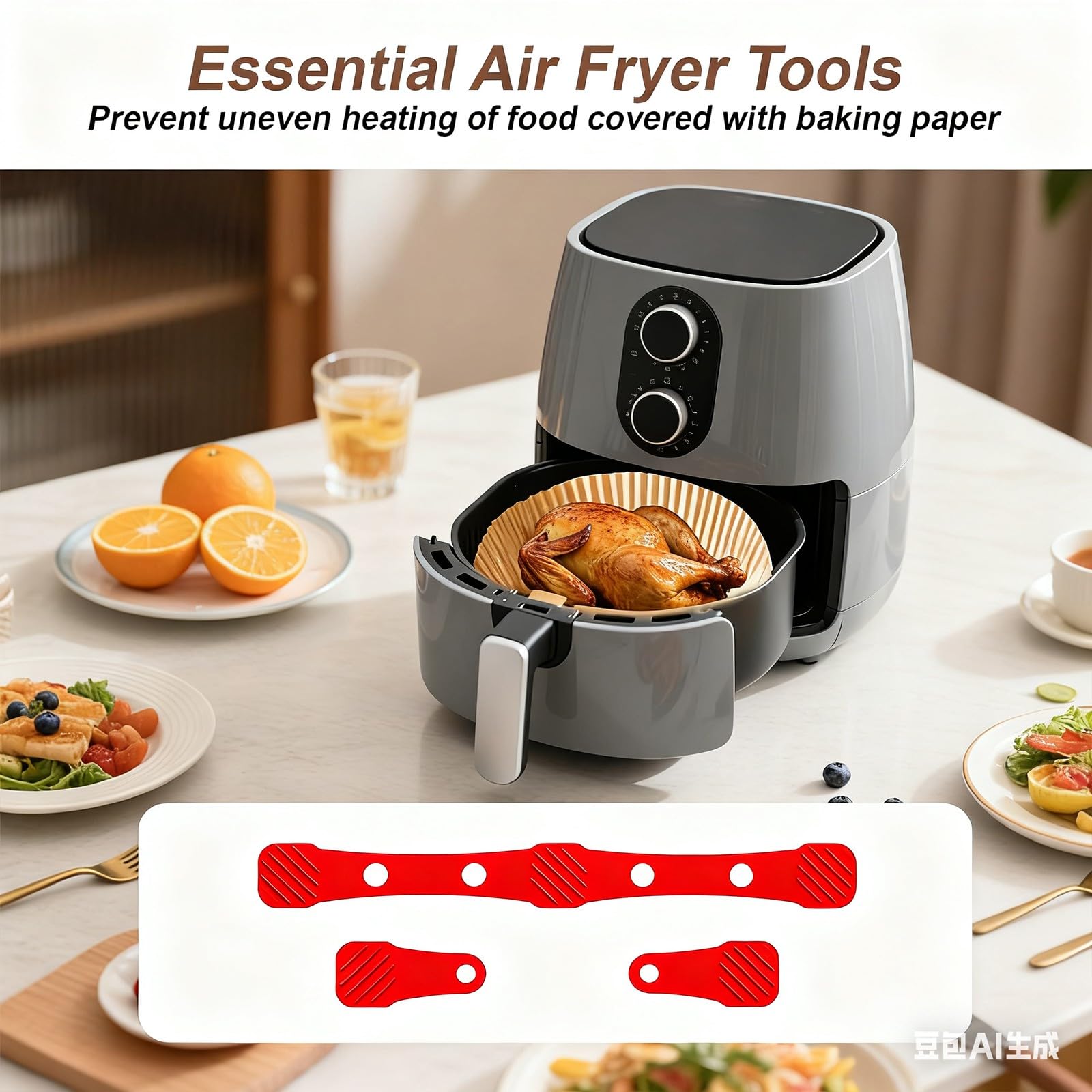 Herramienta de fijación de clip magnético de silicona, resistente al calor, airfryers para cesta, accesorios prácticos para freidoras de aire, imán