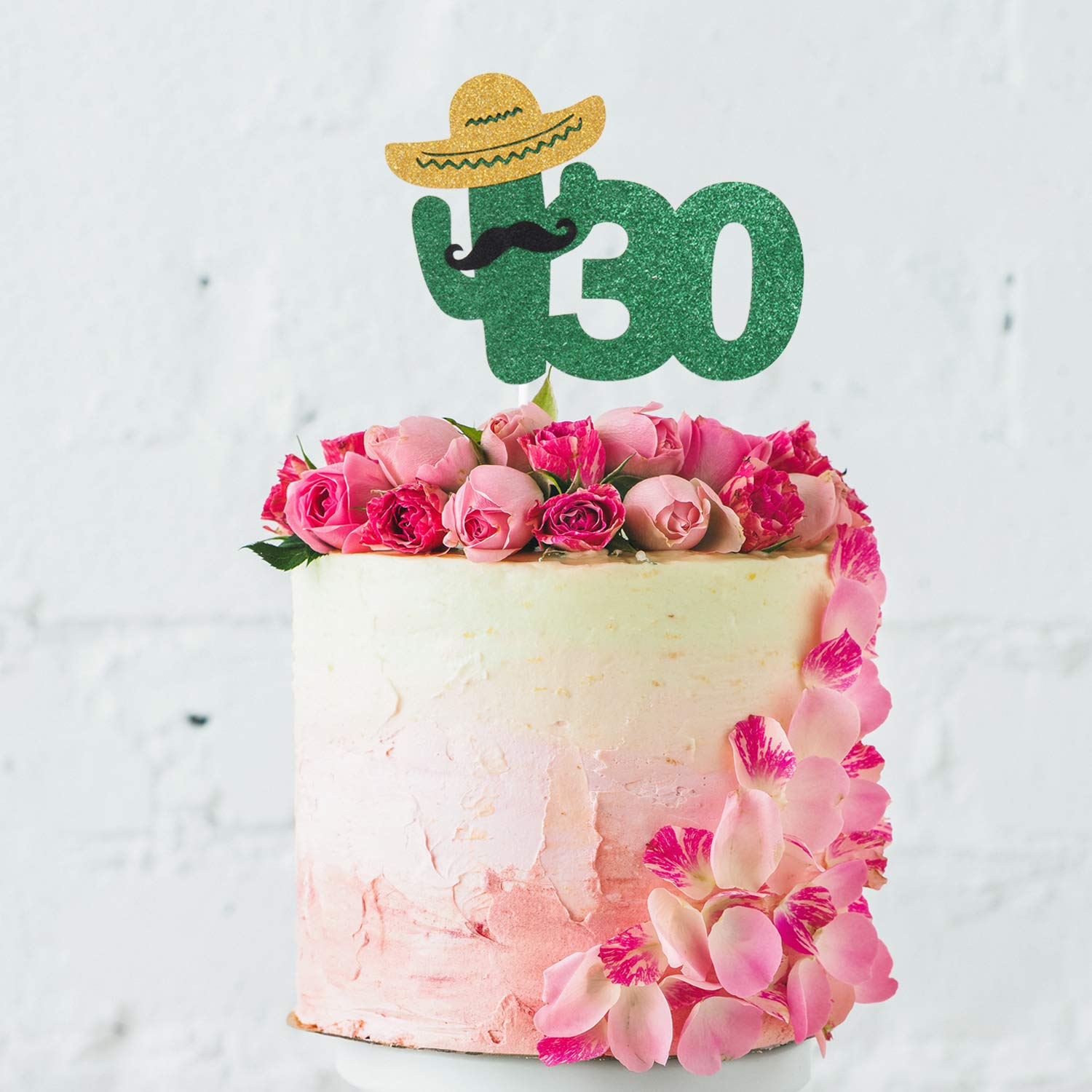 30. Geburtstag Tortenaufsatz – Grüner Glitzer Sombrero Für Fiesta-Party-Dekoration