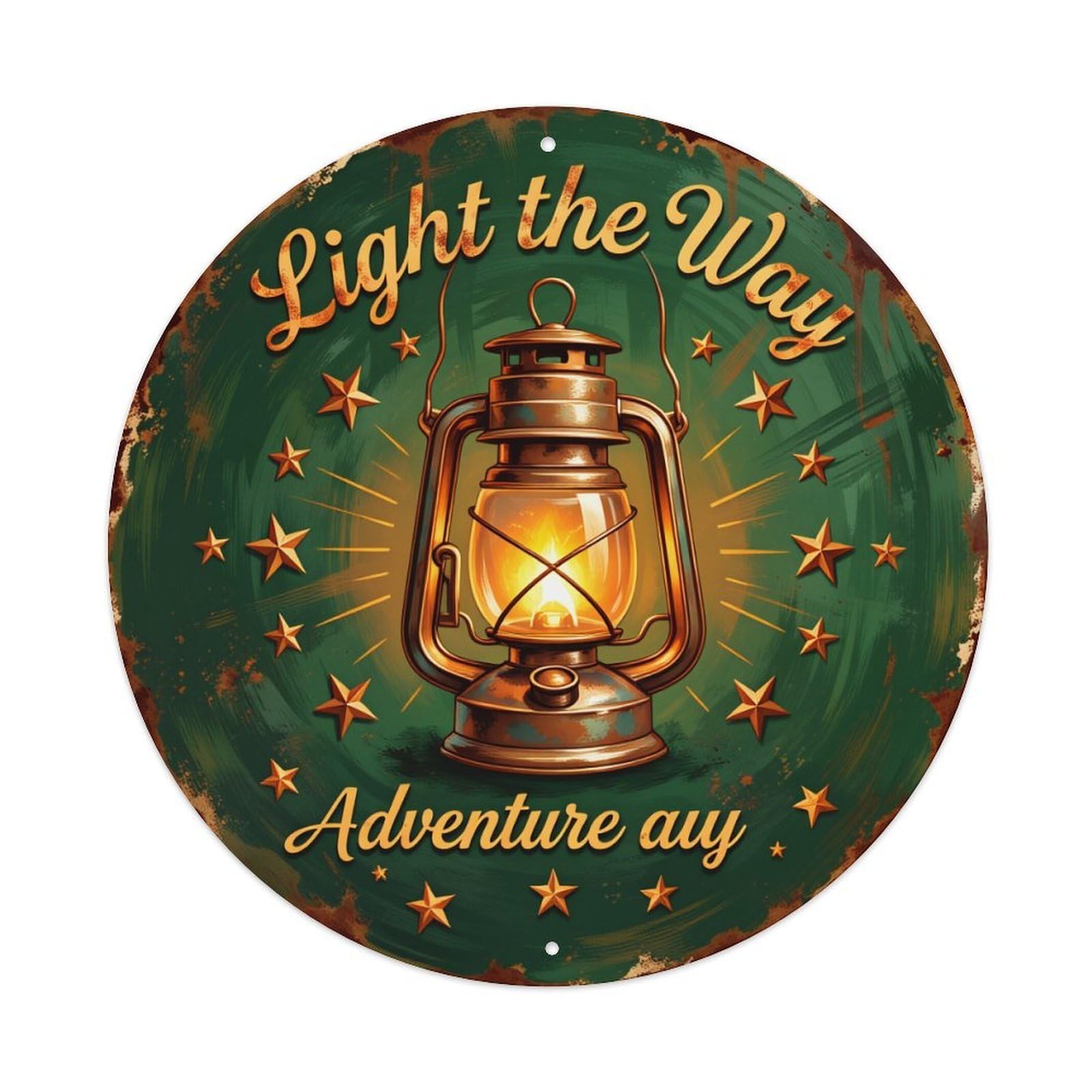 Jdfenggu Vintage Lantern Stars Light Adventure Way Retro Metal Tin Sign, Metal Poster For Bar, Home, Man Cave, Kitchen, Laundry Room Art Decor 8X8 Inch