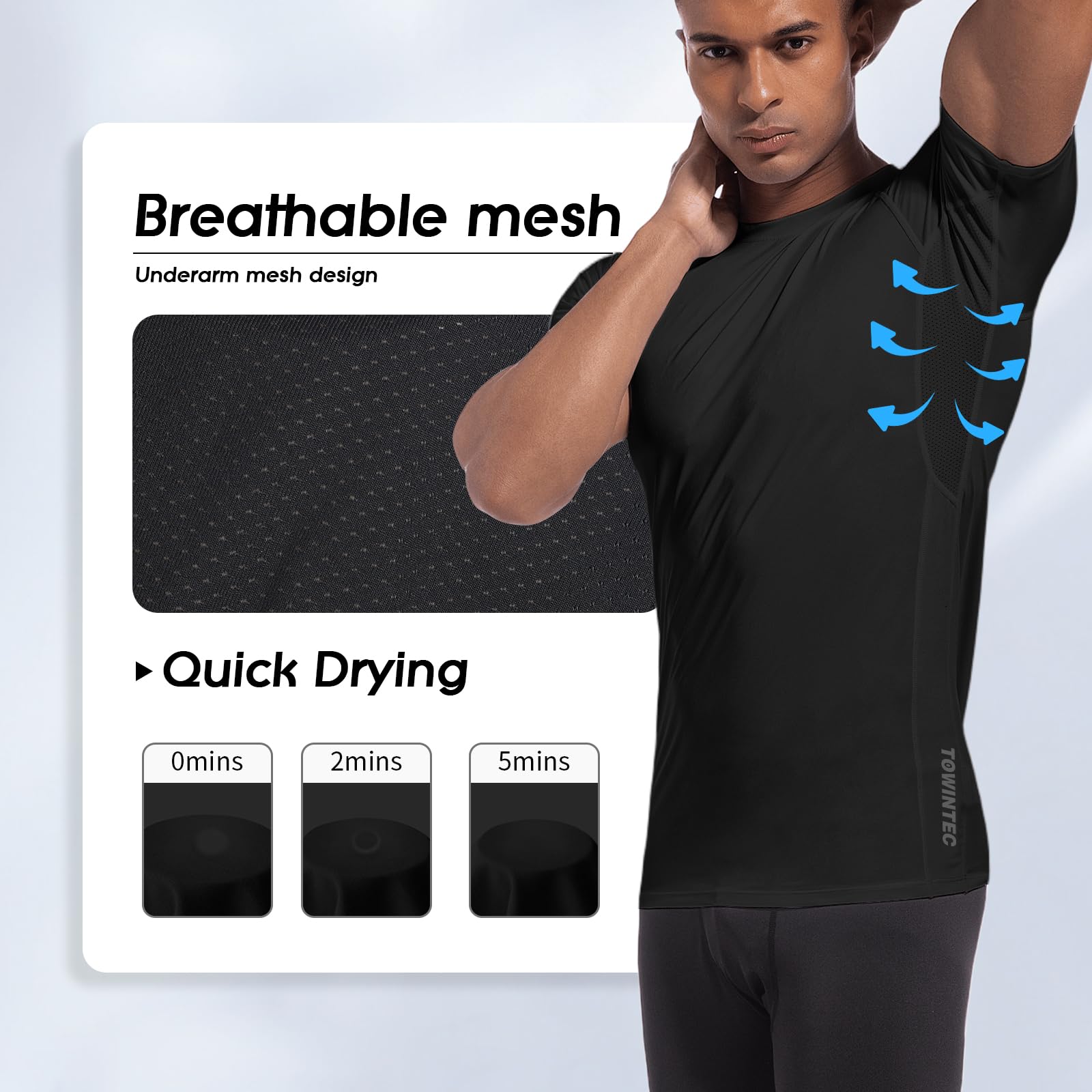 Camiseta Compresión Hombre Mangas Cortas de Malla Running Secado Rápido Tops Gimnasio Manga Corta Atlético Deportiva de Gimnasio Deportes Transpirables Base Ejercicio Entrenamiento