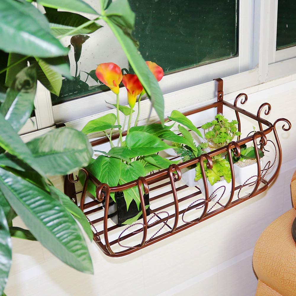 Amazon.co.jp: 窓枠吊り花棚-フック付き金属製植物スタンド屋外