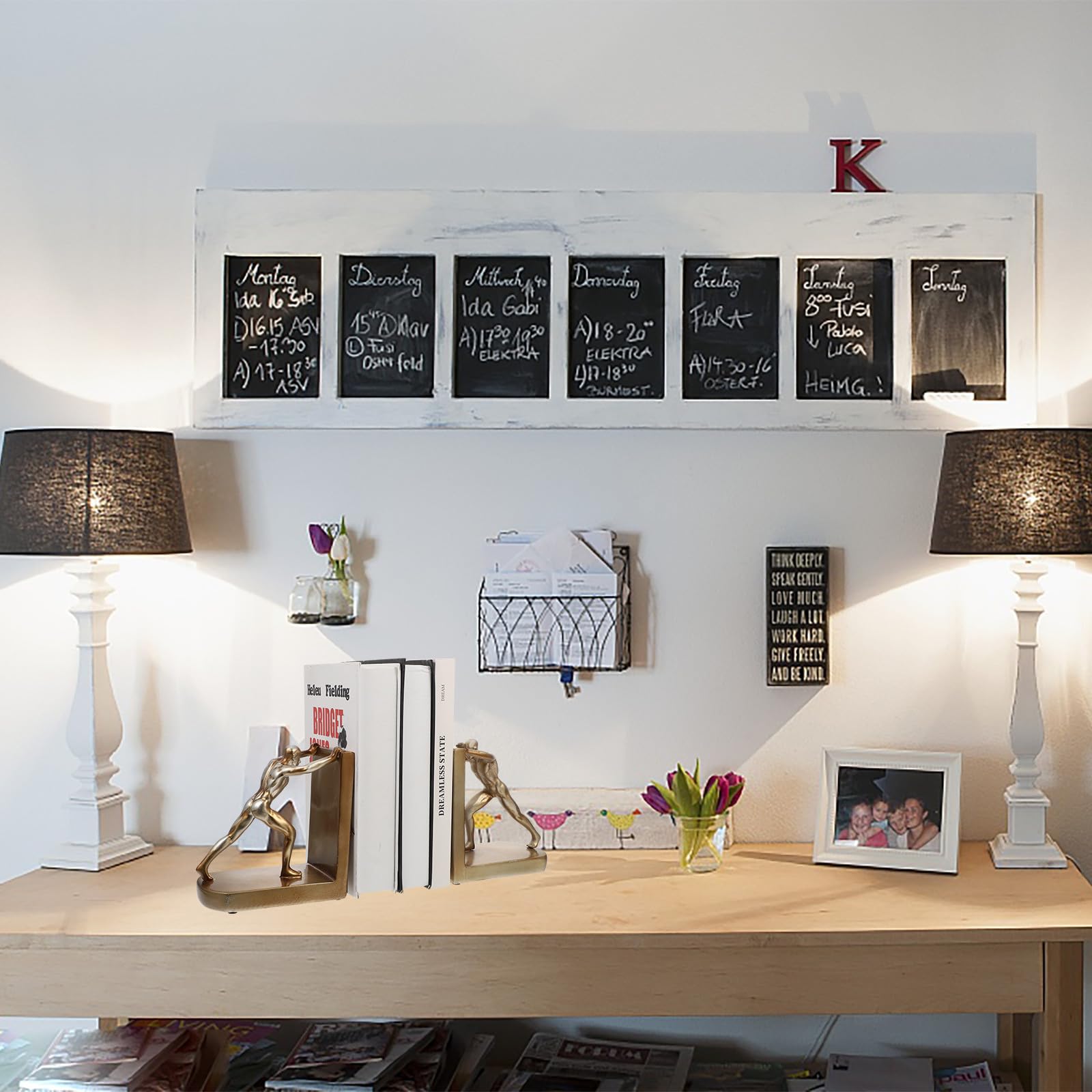 Alipis 2 Pezzi Fermalibri Decorativo in Resina Oro per Ufficio e Casa, Creativo e Unico, Supporto Robusto per Libri Grandi e Pesanti, per Scrivania e Mensola