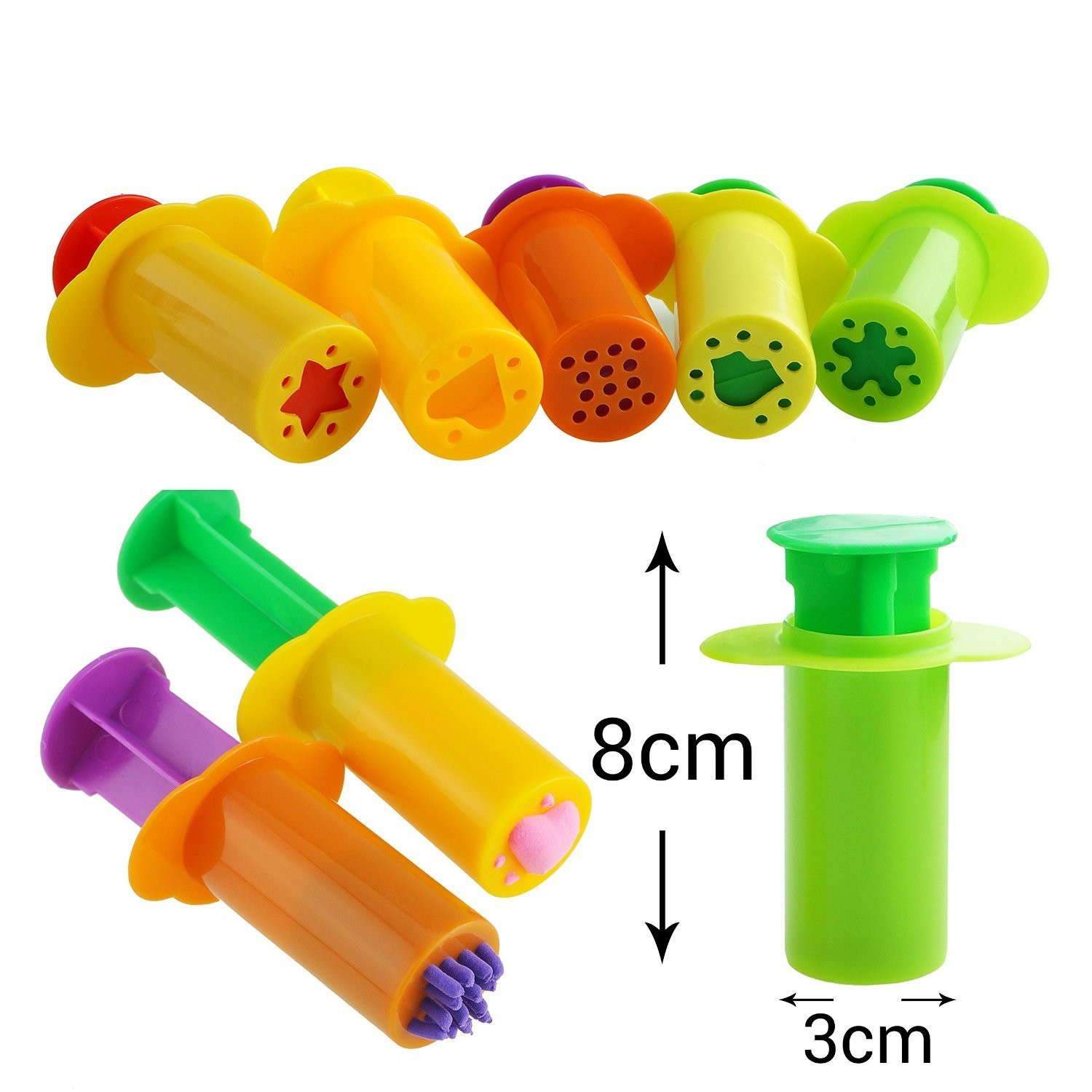 Lot de 10 extrudeuses à pâte - 5 motifs