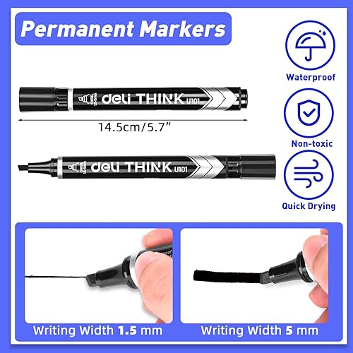 Miniatura 3 de Juego de 16 marcadores permanentes, punta de bala de 0.079 pulgadas, sin manchas, para madera, papel de plástico, metal, marcadores para escuela,