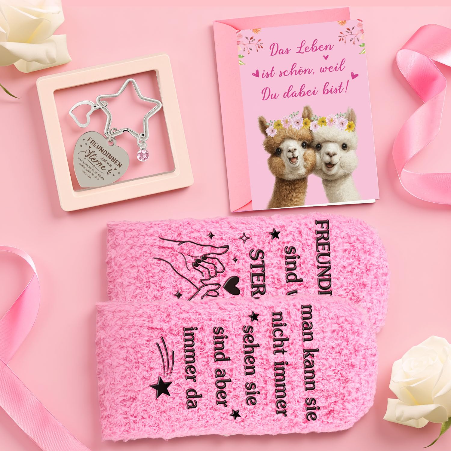 Giftota Geschenke für Frauen, Beste Freundin Geburtstagsgeschenk für Frauen Geschenk Beste Freundin Geburtstag Geschenkset für Frau, Rosa Thermobecher Geschenkbox Freundinnen, Wellness Geschenkset
