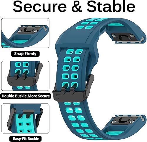 Miniatura 4 de Miimall Correa de repuesto compatible con Garmin Fenix 7, 0.866in de ancho, de silicona suave, impermeable, deportiva para Garmin Fenix 77 Solar7