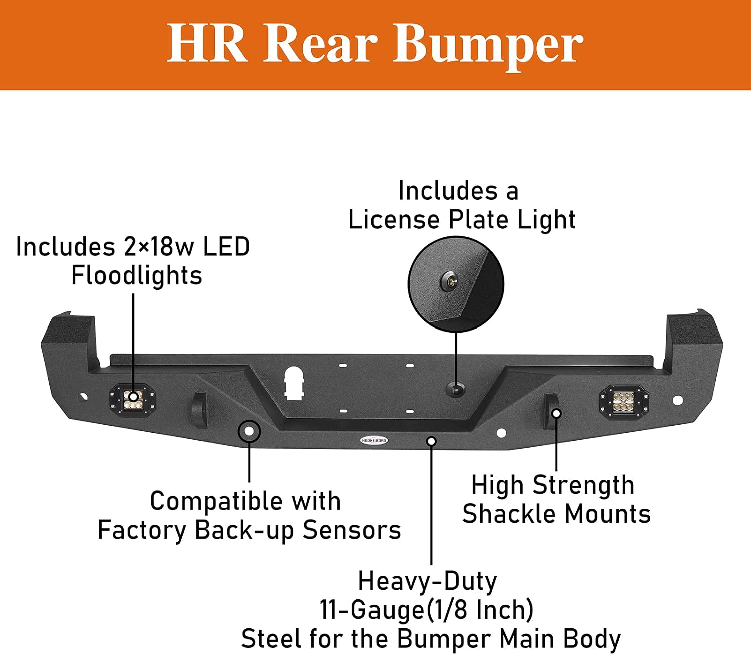Hooke Road Tacoma Front Bumper & Rear Bumper w/D-rings Winch Plate & LED Lights for 2016-2023 Toyota Tacoma 3rd Gen