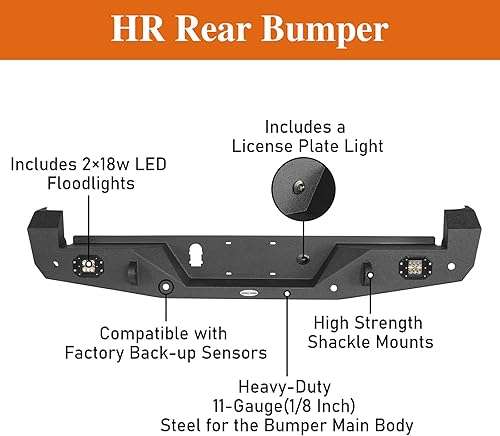 Miniatura 5 de u-Box Parachoques trasero Tacoma con textura de acero con anillos en D y 2 luces LED, compatible con camionetas Toyota Tacoma de 3ª generación