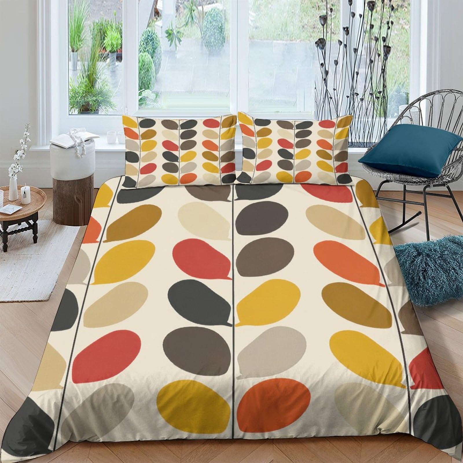 XFKLYNVCJ 3D Printed Leaf pattern Bed Cover Premium Polyester Modern abstract design Duvet Cover Wrinkle Resistant Fade Resistant Soft Comfortable Machine Washable for Bedroom Use Double（200x200cm）