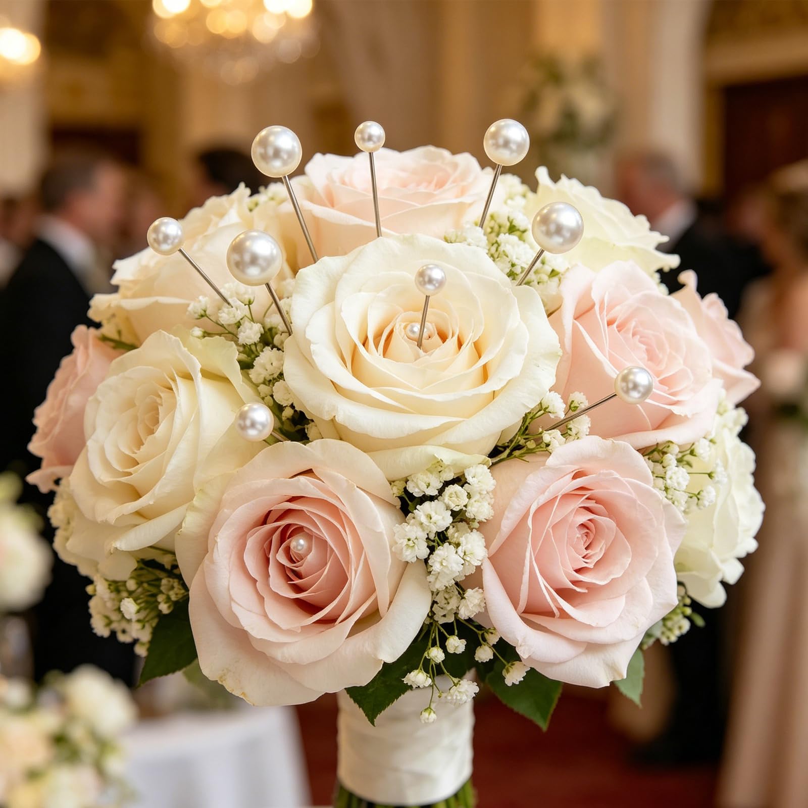 200 Pezzi Perni di Corpetto con Testa di Sfera in Plastica, Spilli Dritti Sartoria Spillo Perni con Testa di Perla, Per Bouquet, Cucito, Artigianato, Decorazioni Per Matrimoni