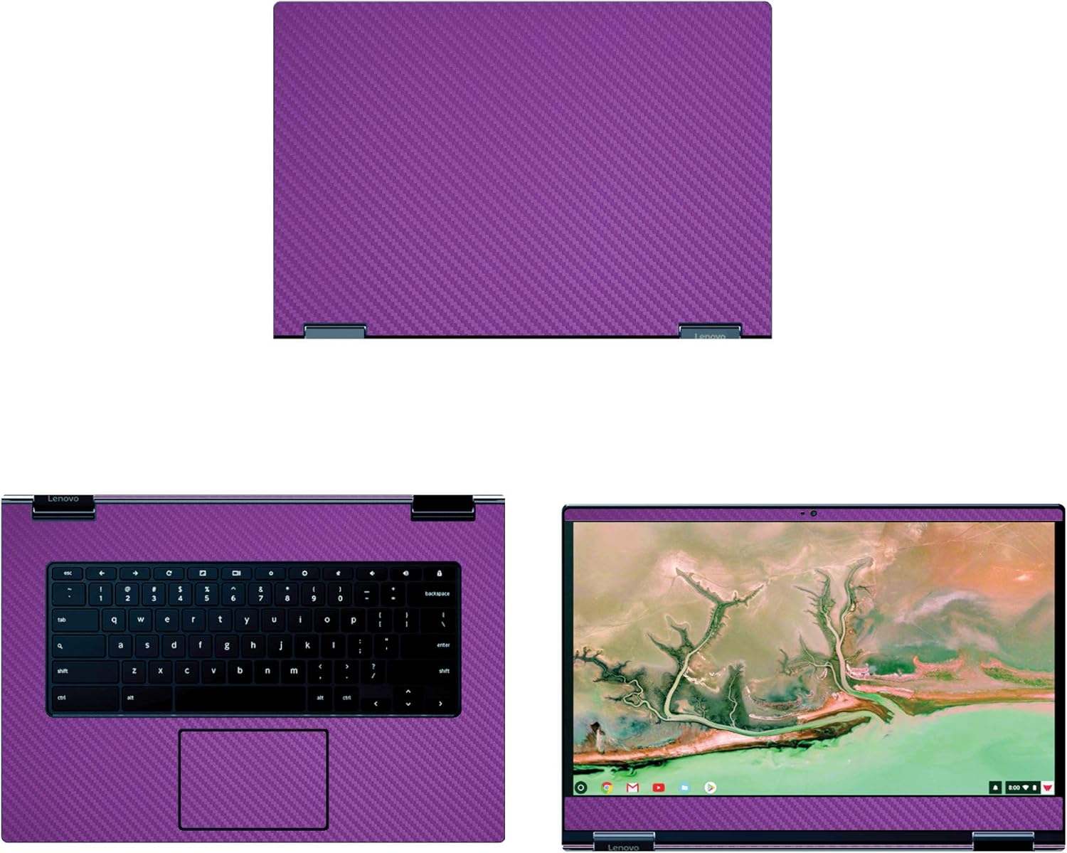 Decalrus - Protective Decal for Lenovo Yoga ChromeBook C630 (15.6" Screen) Laptop Purple Carbon Fiber Skin case Cover wrap CFlenovoYOGAchrmbk_C360Purple