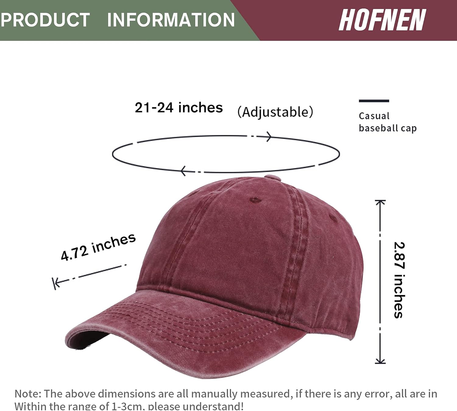 HH HOFNEN Men Women Washed Distressed Twill Cotton Baseball Cap Vintage Adjustable Dad Hat