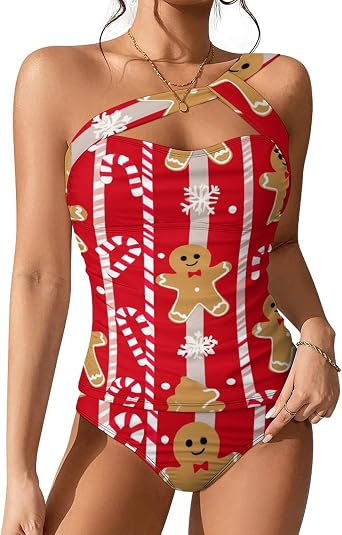 Two Piece Swimsuits for Women Girl One Shoulder Cutout Bathing Suit Tankini Tops with Bikini Bottom