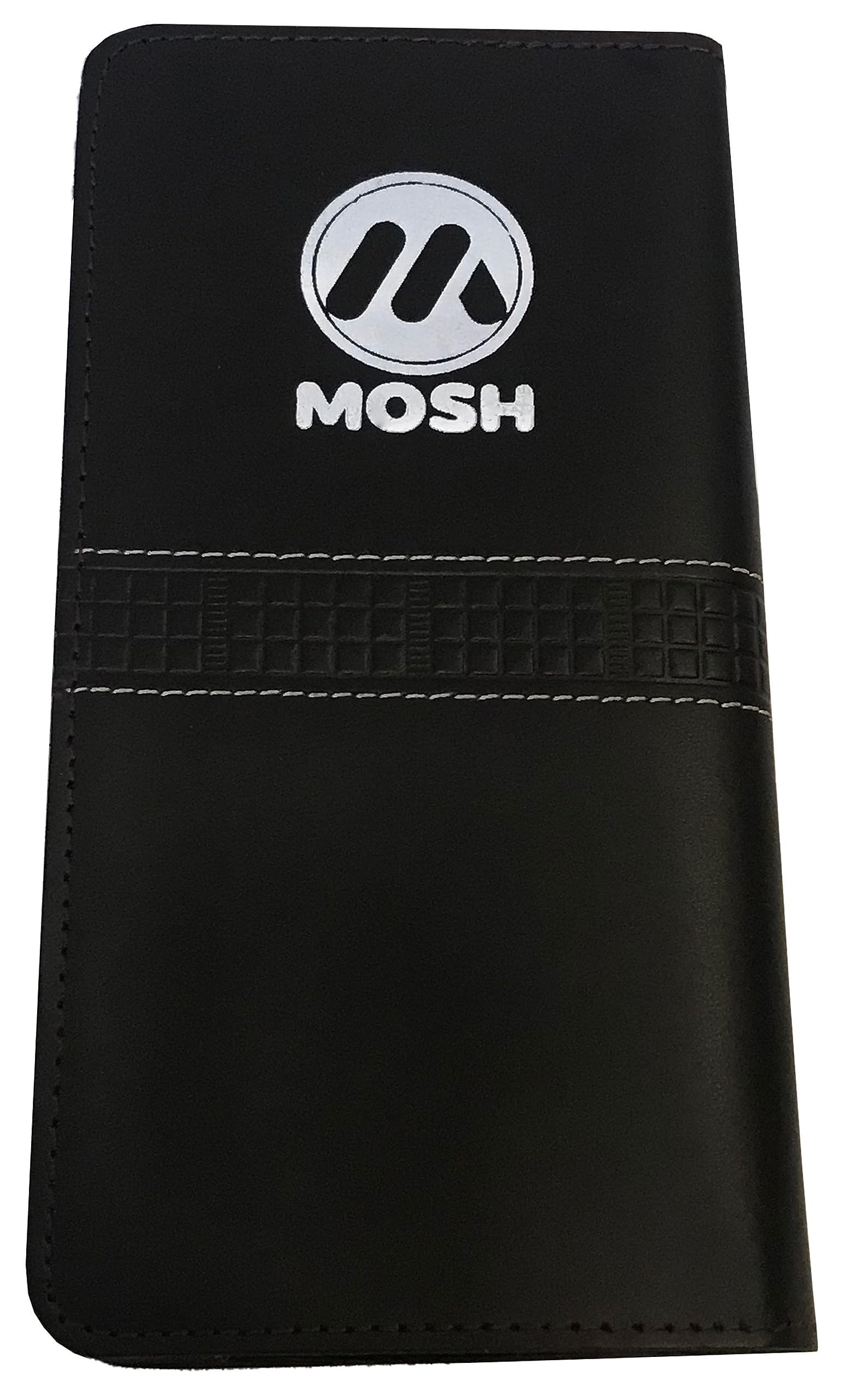 MOSHMen's Genuine Leather Long Wallet Chain Wallet Card holder Wallet with Coin Pocket (Black)