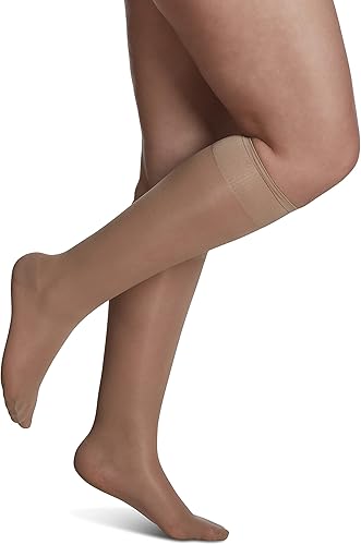 SIGVARIS Women's Sheer Fashion Closed Toe Calf Height - 15-20mmHg Weight Compression Hose - Lightweight & Breathable in Soft Stretch Fabric for