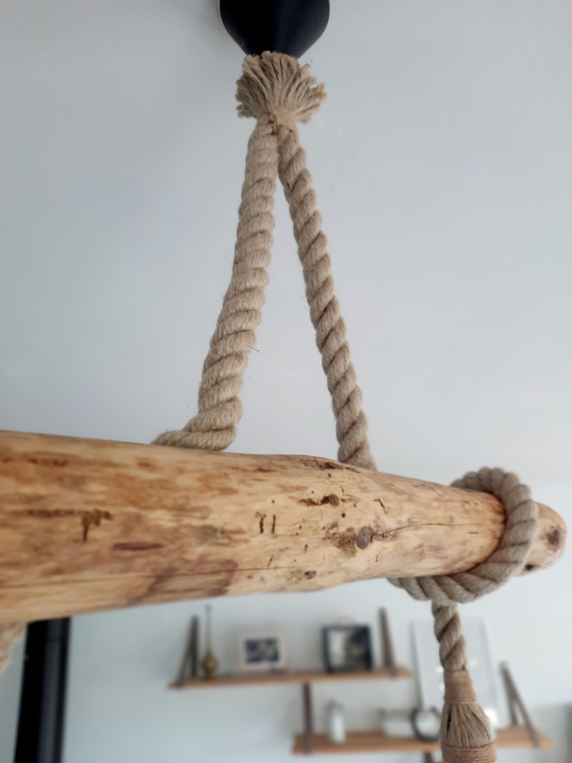 Lustre suspension ATLANTIQUE en bois naturel flotté 2 ampoules - style bord de mer - E27