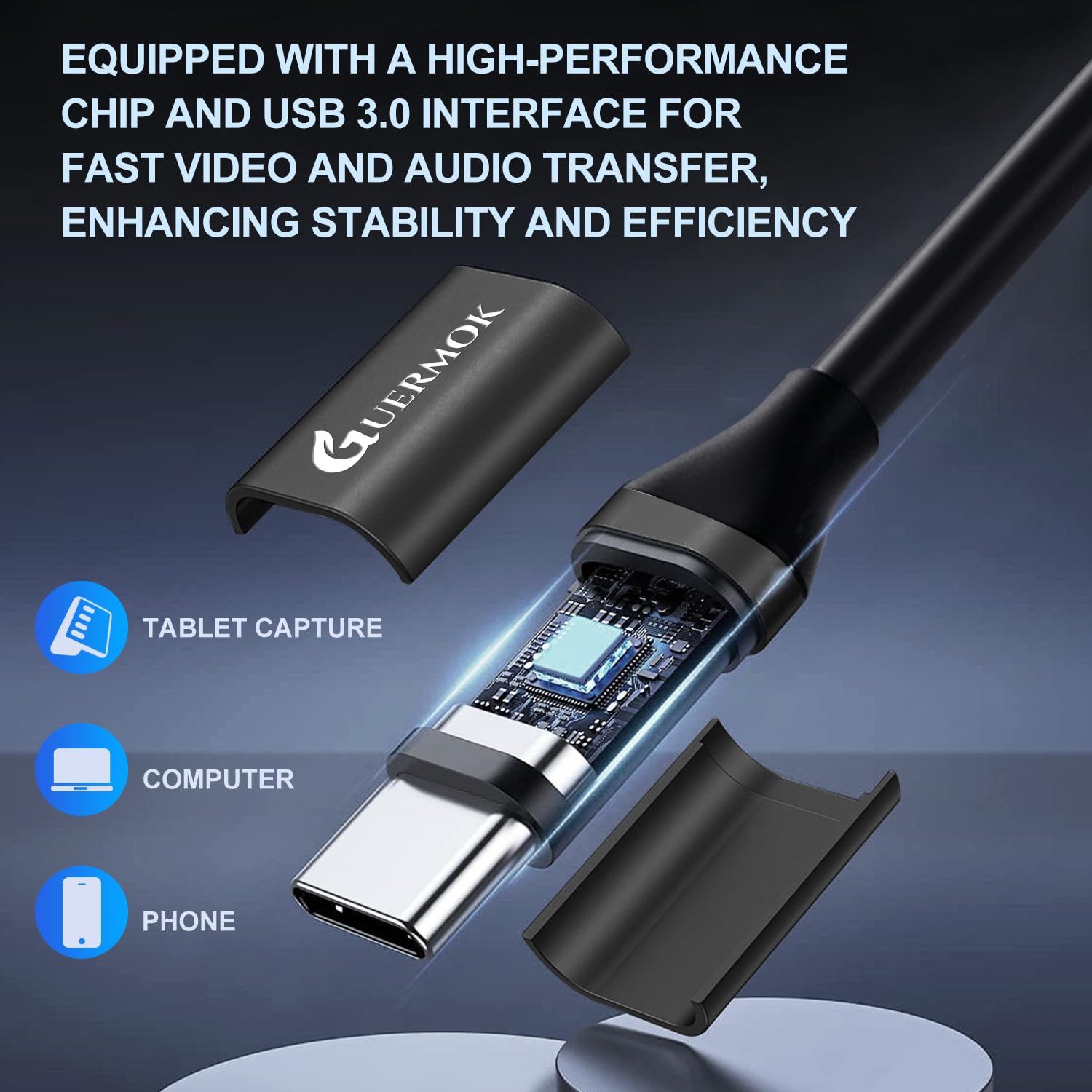 Guermok, Karta przechwytująca HDMI, 2K30FPS / 1080P60FPS, PD100W, streaming | Streaming, nagrywanie i granie z niskim opóźnieniem, Obsługuje konsole przenośne, Plug & Play bez sterowników, konsole domowe