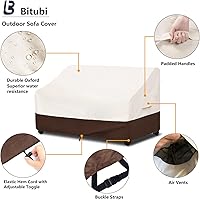Vista 3 de Bitubi Funda impermeable para sofá de patio, funda de sofá resistente de 3 plazas para exteriores, tamaño de hasta 76 pulgadas de ancho x 32.5