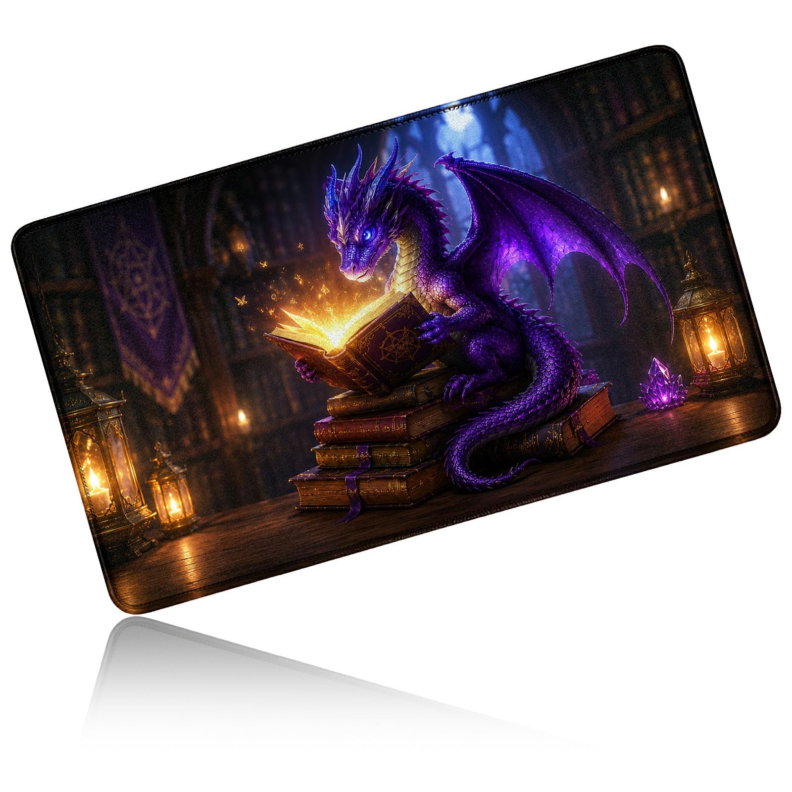 Dikoer for MTG/TCG Playmat 24" x 14" Commander Deck Mat, Book Dragon