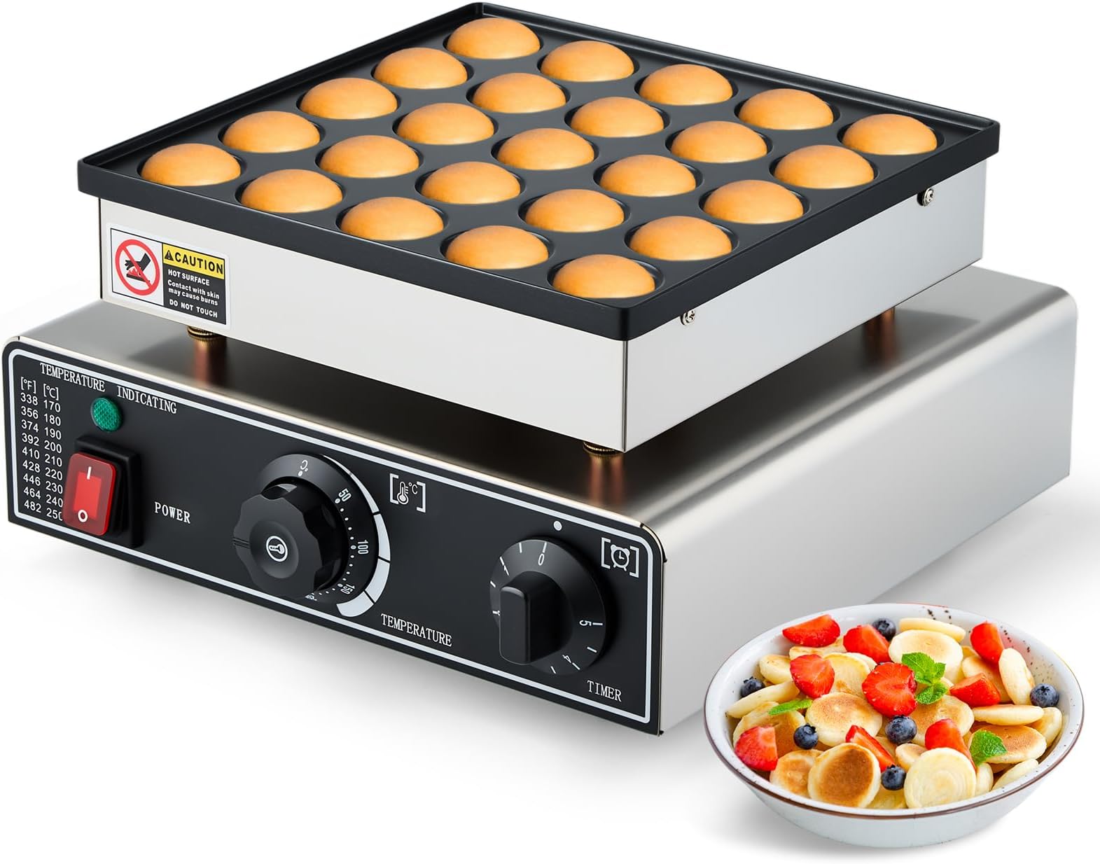 Commercial Mini Pancake Maker, 25 Pieces, Mini Pancake Maker, Dutch Pancake Machine, Electric Non-Stick Pancake Machine for Home Restaurants