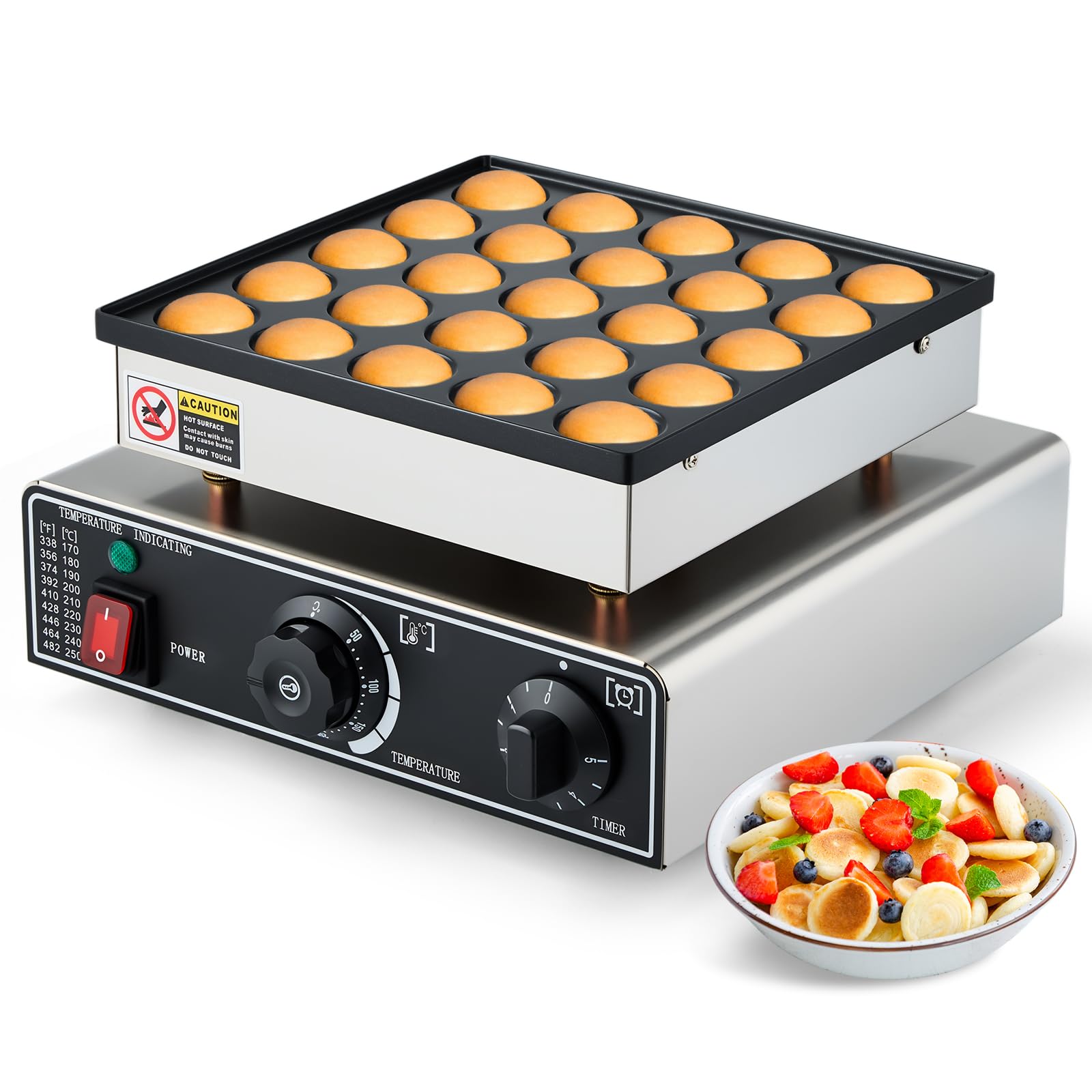 Commercial Mini Pancake Maker, 25 Pieces, Mini Pancake Maker, Dutch Pancake Machine, Electric Non-Stick Pancake Machine for Home Restaurants
