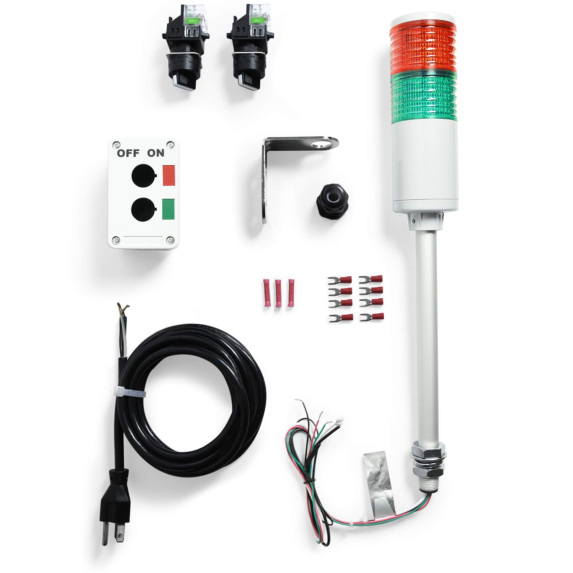 Signaworks LED 2 Light Steady Andon Tower Light Kit - Parts Only, Assembly Required - 2 Position Switches for On/Off Operation - Stack Light…