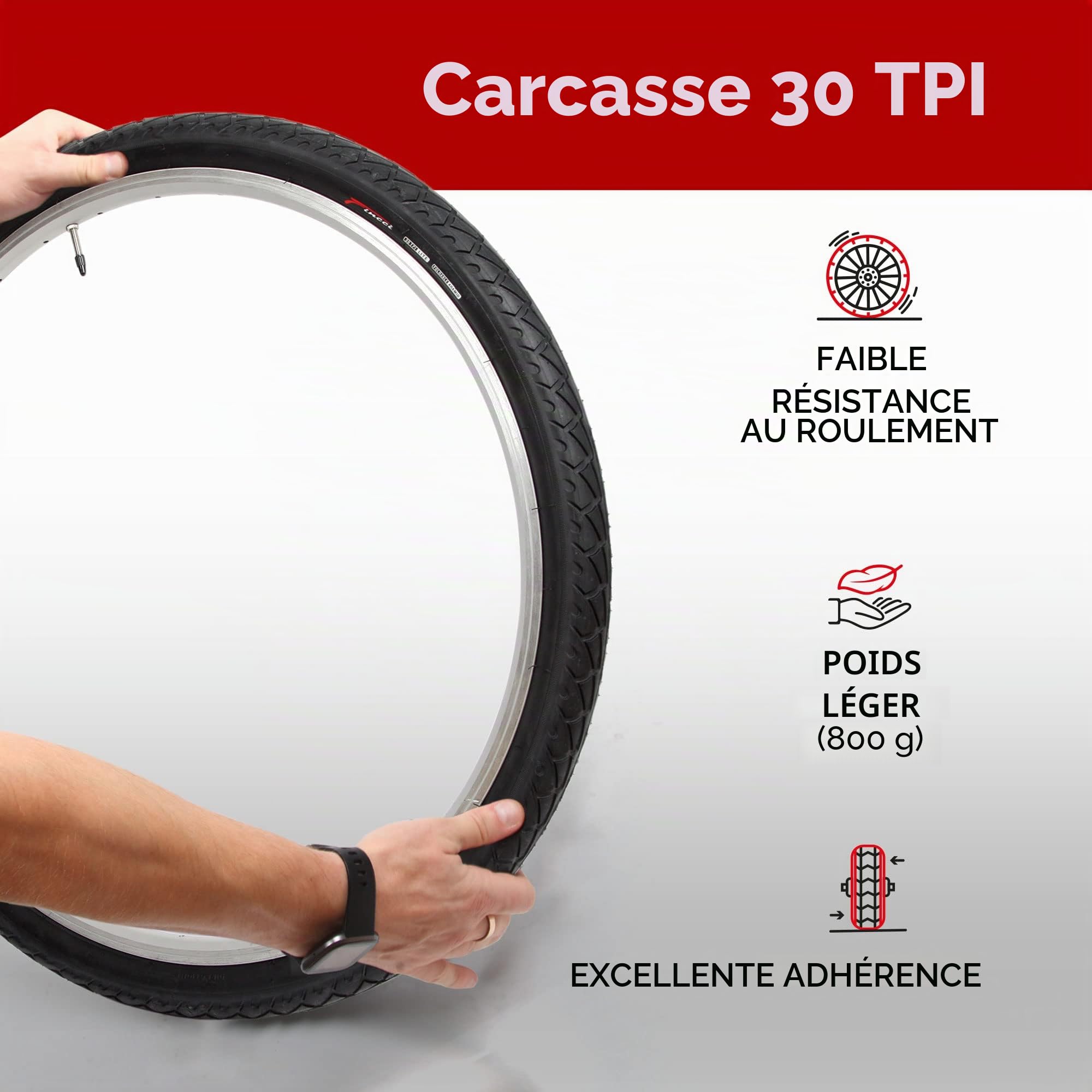 Fincci Pliable Pneu VTT Set Vélo 26 x 2.125 Pouces 54-559 Lisse avec Chambre a Air de Valve pour Route VTT Montagne Hybrid de Velo Bicyclette avec 26x2.125 Pneus