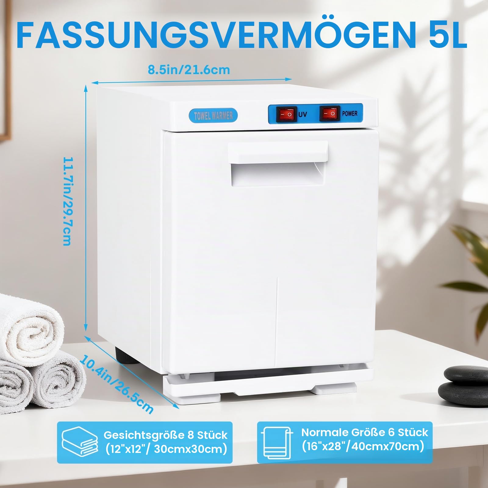 Handtuchwärmer, 5L Handtuchheizschrank, Handtuchwärmer Elektrisch UV Sterilisator, Towel Handtuch Wärmer für Gesichtsbehandlungen, Haarpflege, Massage, Salonausstattung und Zuhause