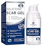 100% Silicone Scar Gel Scar Cream - Advanced Scar Gel for Surgical Scars, C-Section, Stretch Marks, Acne, Injury, Burns, Keloids, Old and New Scars 1.06oz(30g) (Maximum Strength 100% Silicone)