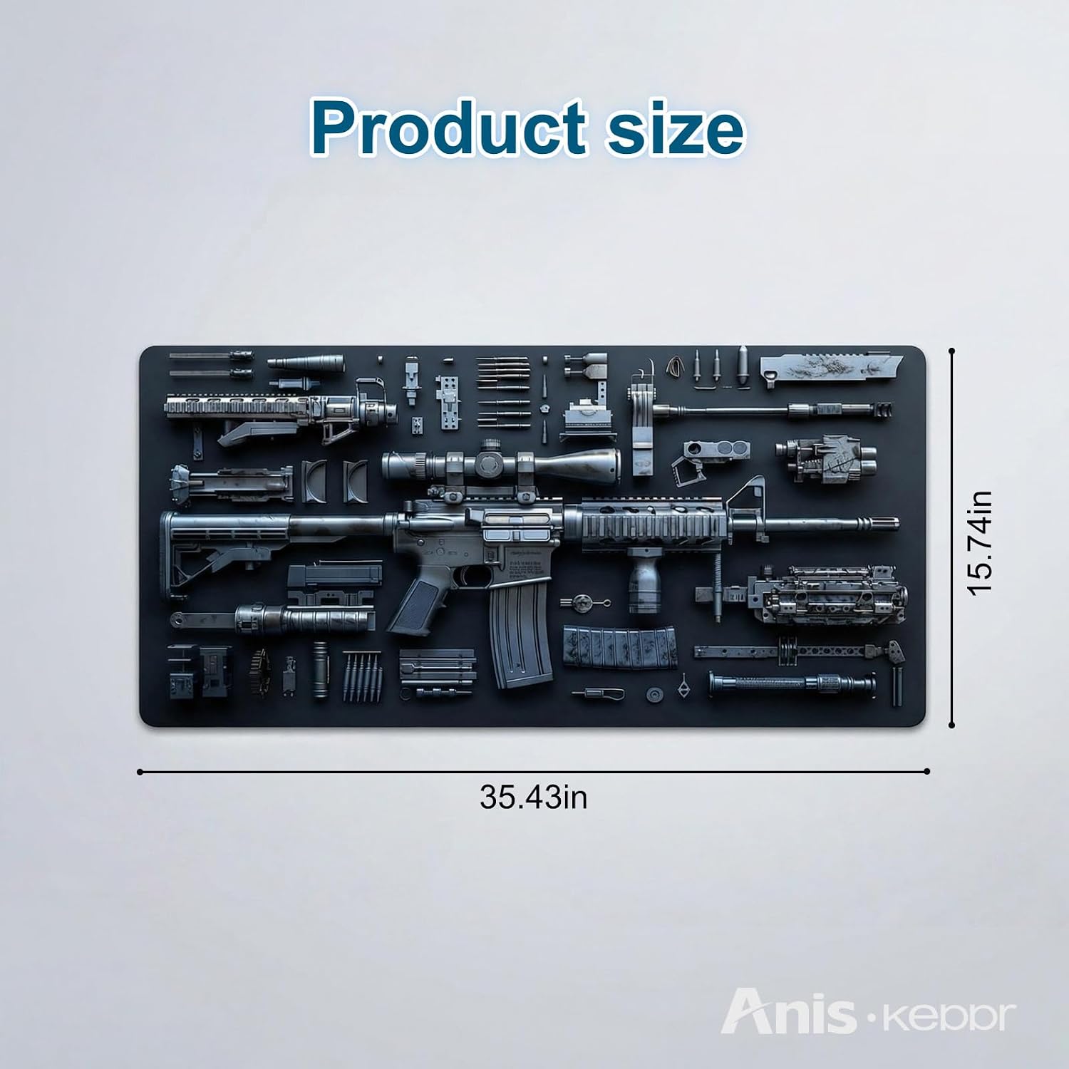Large Gaming Mouse Pad Military Weapon Pattern Non-Slip Desk Mat