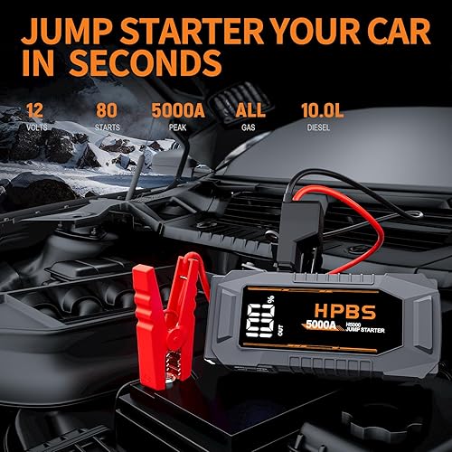 Miniatura 2 de Arrancador de vehículos, paquete de batería y arrancador con pico de 5000 A, para todos los motores de gasolina y diésel de 10.0L, batería portátil