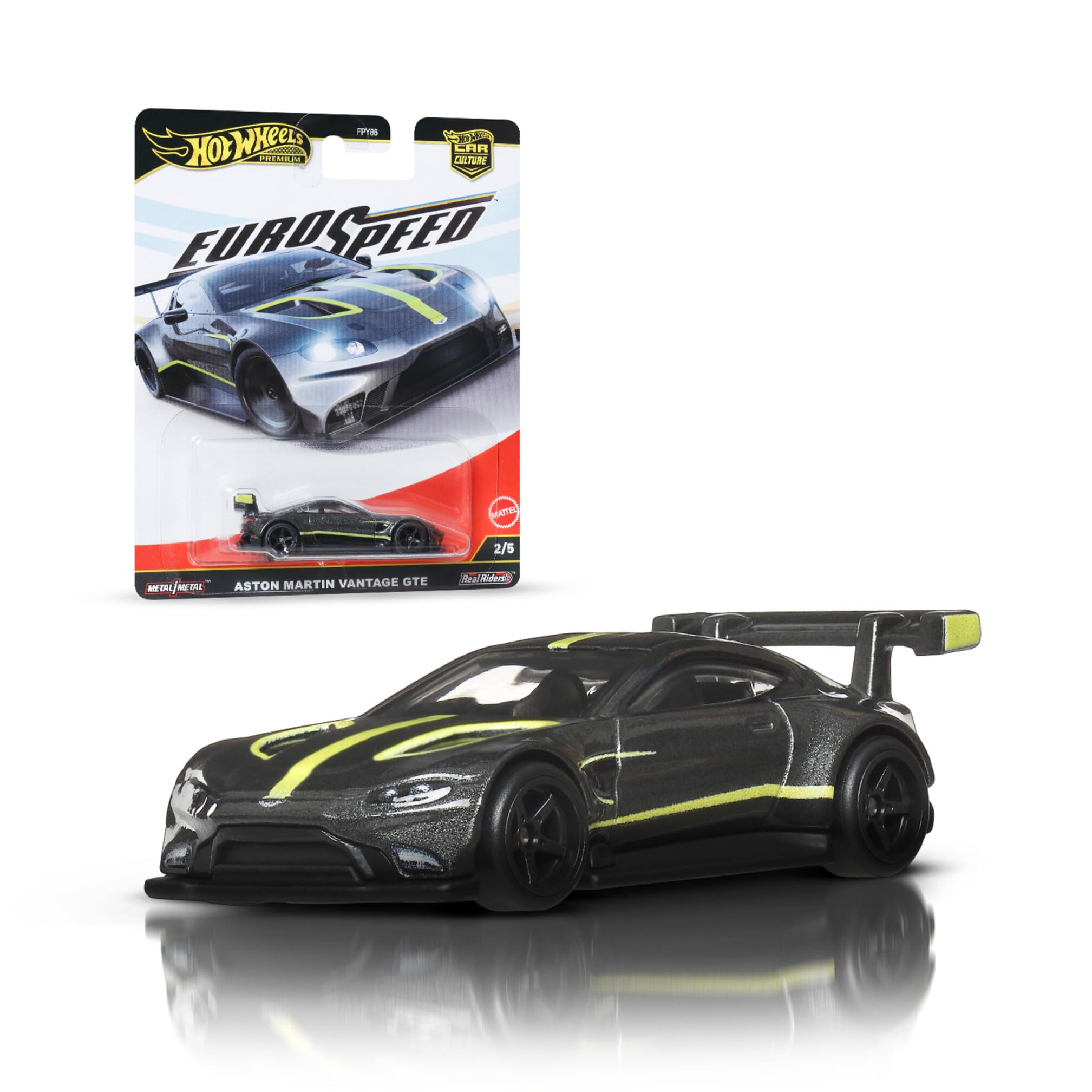 Hot Wheels Premium Car Culture Collectible Toy Car, 1:64 Scale Die-Cast Lamborghini Essenza SCV12, Eurospeed Vehicle with Real Riders Tires, JBK76