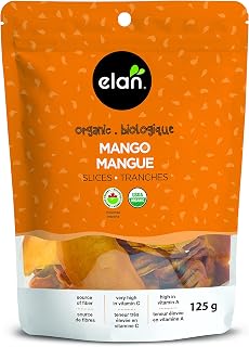 ELAN Organic Mango Slices, No Sugar Added, Non-GMO, Vegan, Gluten-Free, Kosher, 125 g