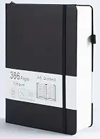 Diário pontilhado com 366 páginas numeradas, diário A5 com papel quadriculado de 100 g/m², capa dura de couro, para mulheres, homens, anotações escolares, diário de trabalho, 14,5 x 21 cm, preto