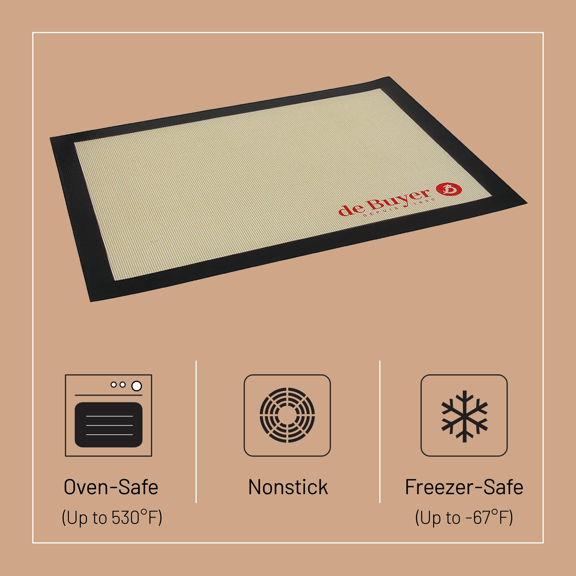 De Buyer - Tapis de cuisson antiadhésif en silicone - 40 x 30 cm -, Blanc