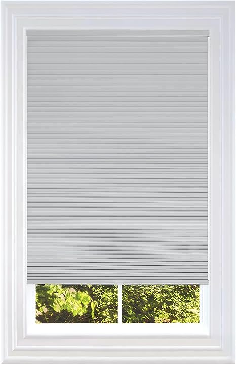 BlindsAvenue Cellular Honeycomb Cordless Shade, 9/16" Single Cell, Blackout, Gray Sheen, Size: 49" W x 72" H