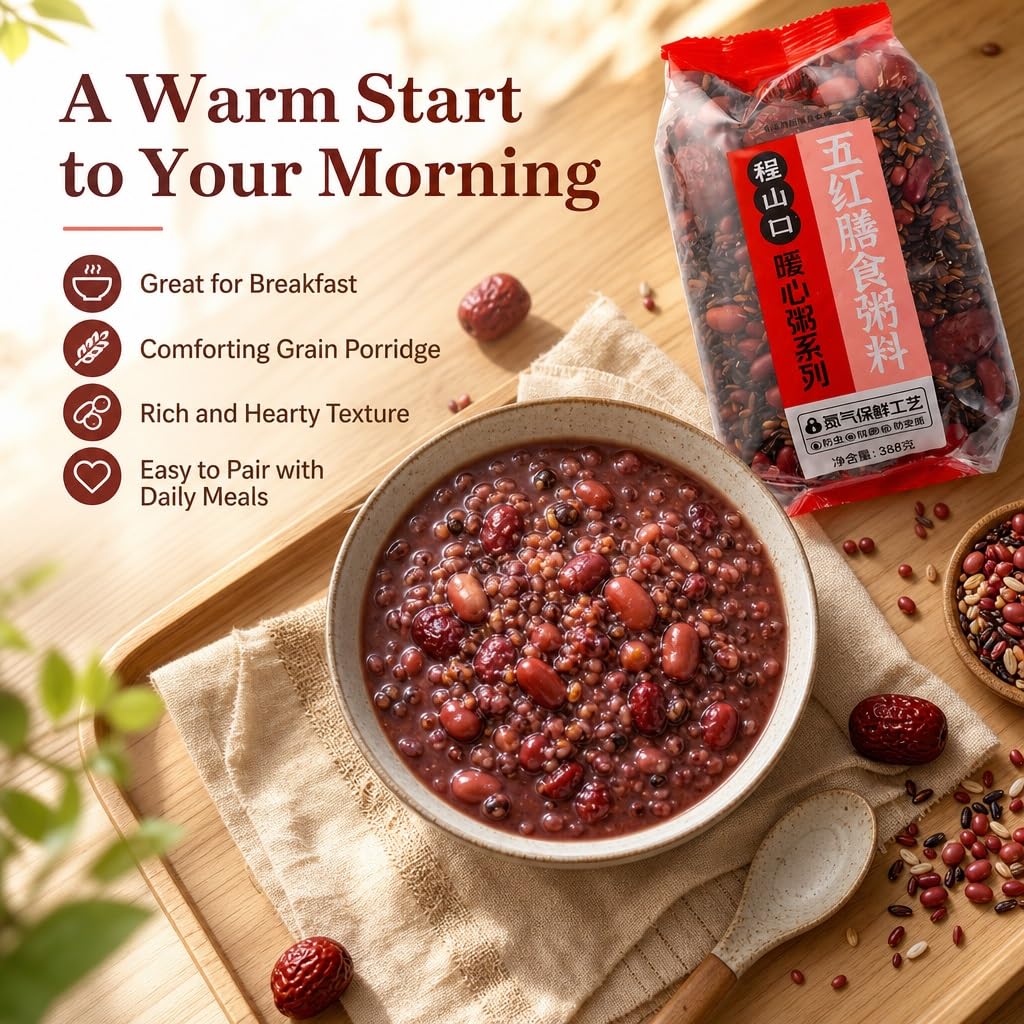 Miscela Di Porridge Misto Ai Cinque Cereali Rossi, Confezione Da 2, 388 G Ciascuno - Multicereali Ricchi Nutrienti For Colazione E Benessere, Facile Cucinare, Richiudibile