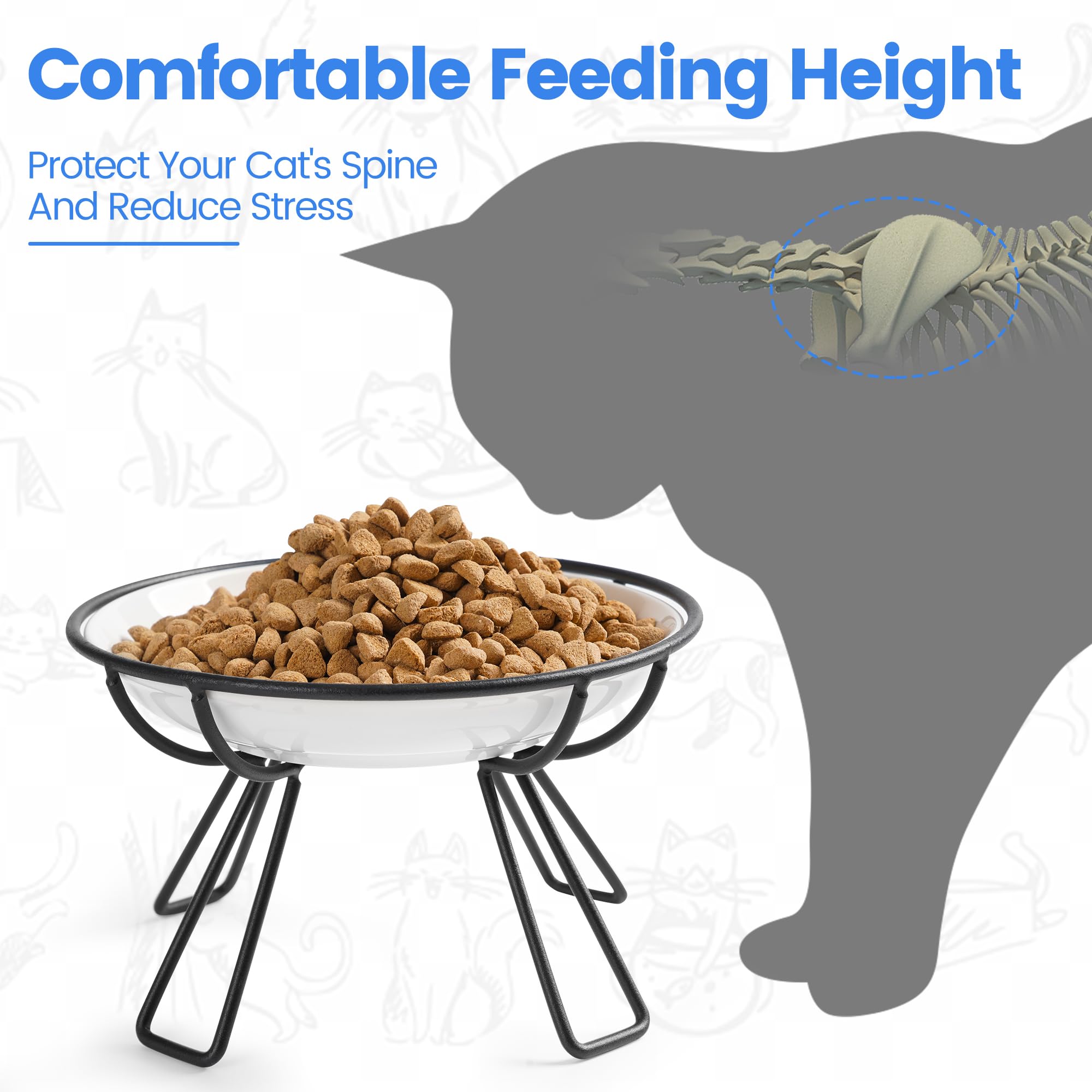 Gamelles surélevées en céramique pour chat – Gamelles surélevées pour chat – Convient aux moustaches, assiette anti-vomissements pour chat – Gamelle surélevée pour chat d'intérieur –