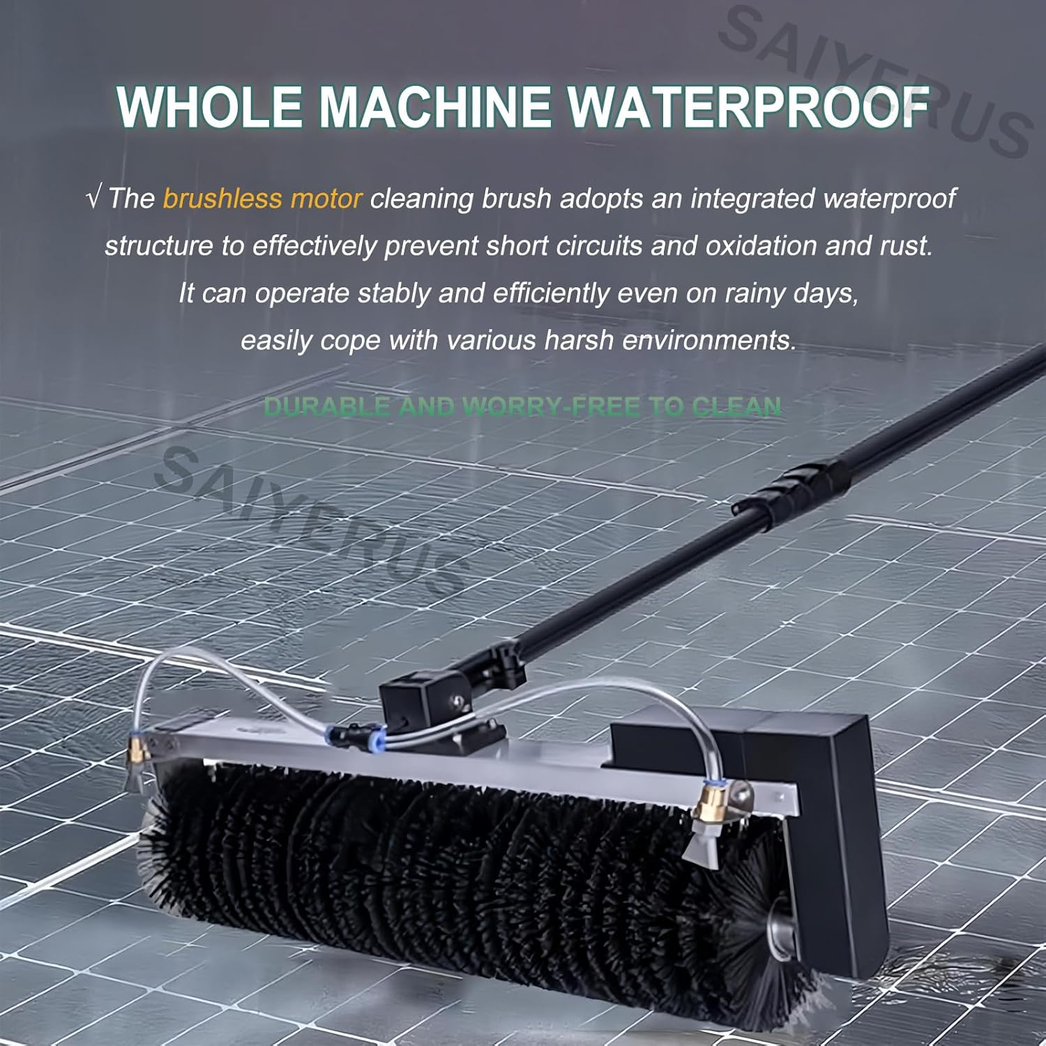 Solar Panel Cleaning Roller Brush,11Ft/18Ft/25Ft Water Fed Pole Kit,Solar Panel Electric Cleaning Brush,Outdoor Window Cleaning Kit,Photovoltaic panel cleaning tools with Power Converter,5.5M/18Ft