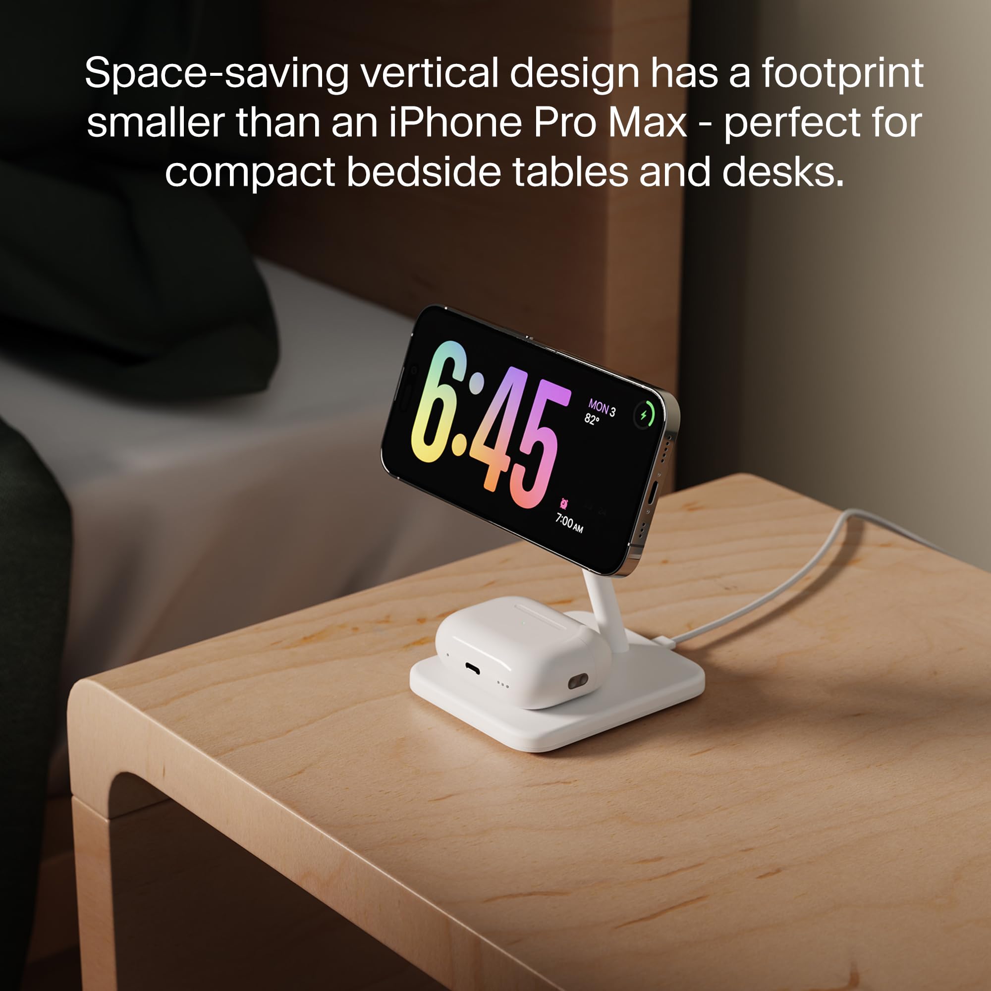 Twelve South HiRise 2 Deluxe 2 w 1 Qi2 stacja ładująca do iPhone'a i AirPods, biały
