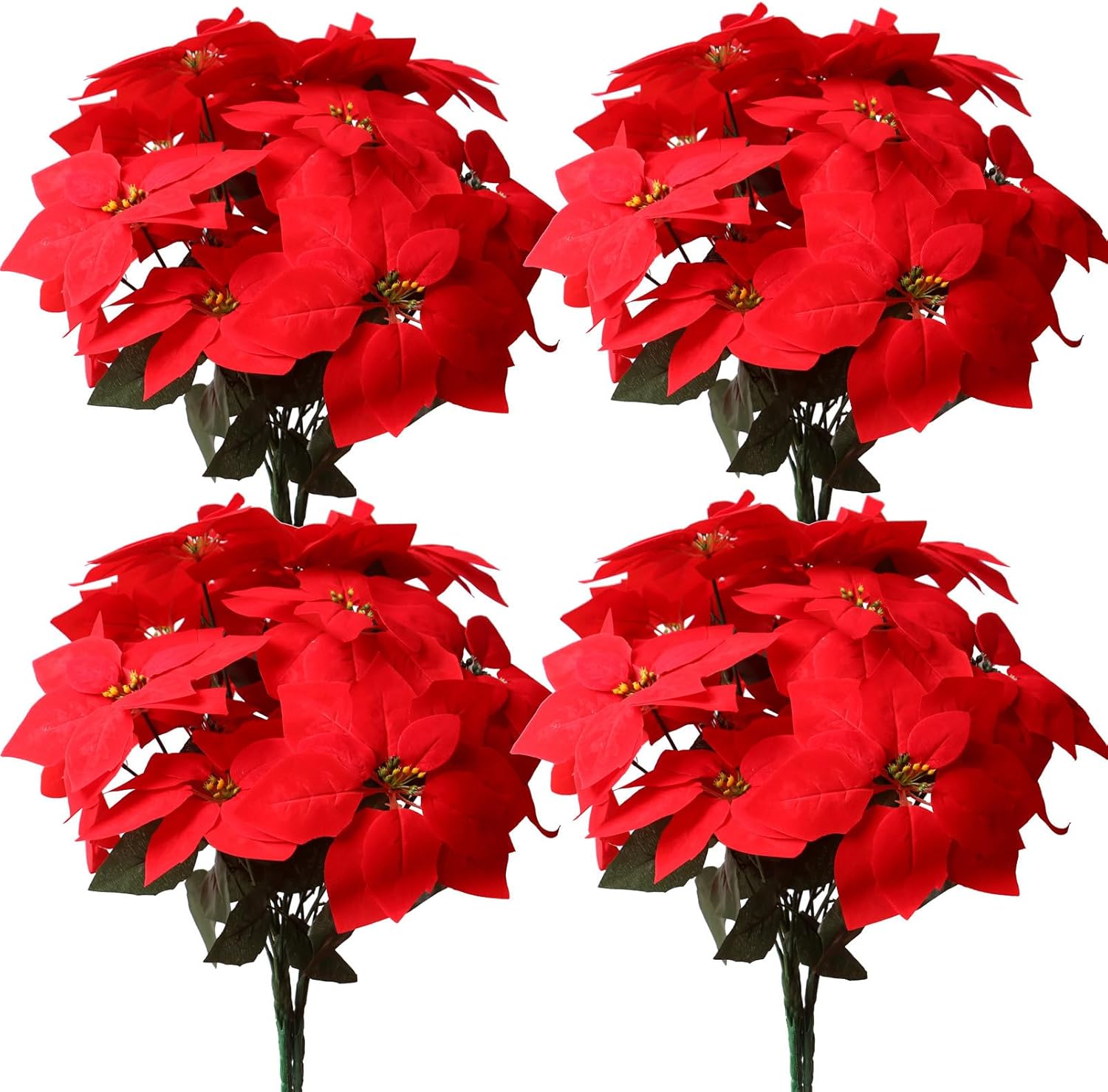 Bulk Christmas Artificial Poinsettia Flowers Stem Bouquets Outdoors with 40pcs Red Poinsettia Flowers Heads for Christmas Tree, Xmas Garland, Vase, Window Box, Porch Decorations (40cm, 8 Pack) Bulk Christmas Artificial Poinsettia Flowers Stem Bouquets Outdoors with 40pcs Red Poinsettia Flowers Heads for Christmas Tree, Xmas Garland, Vase, Window Box, Porch Decorations (40cm, 8 Pack)